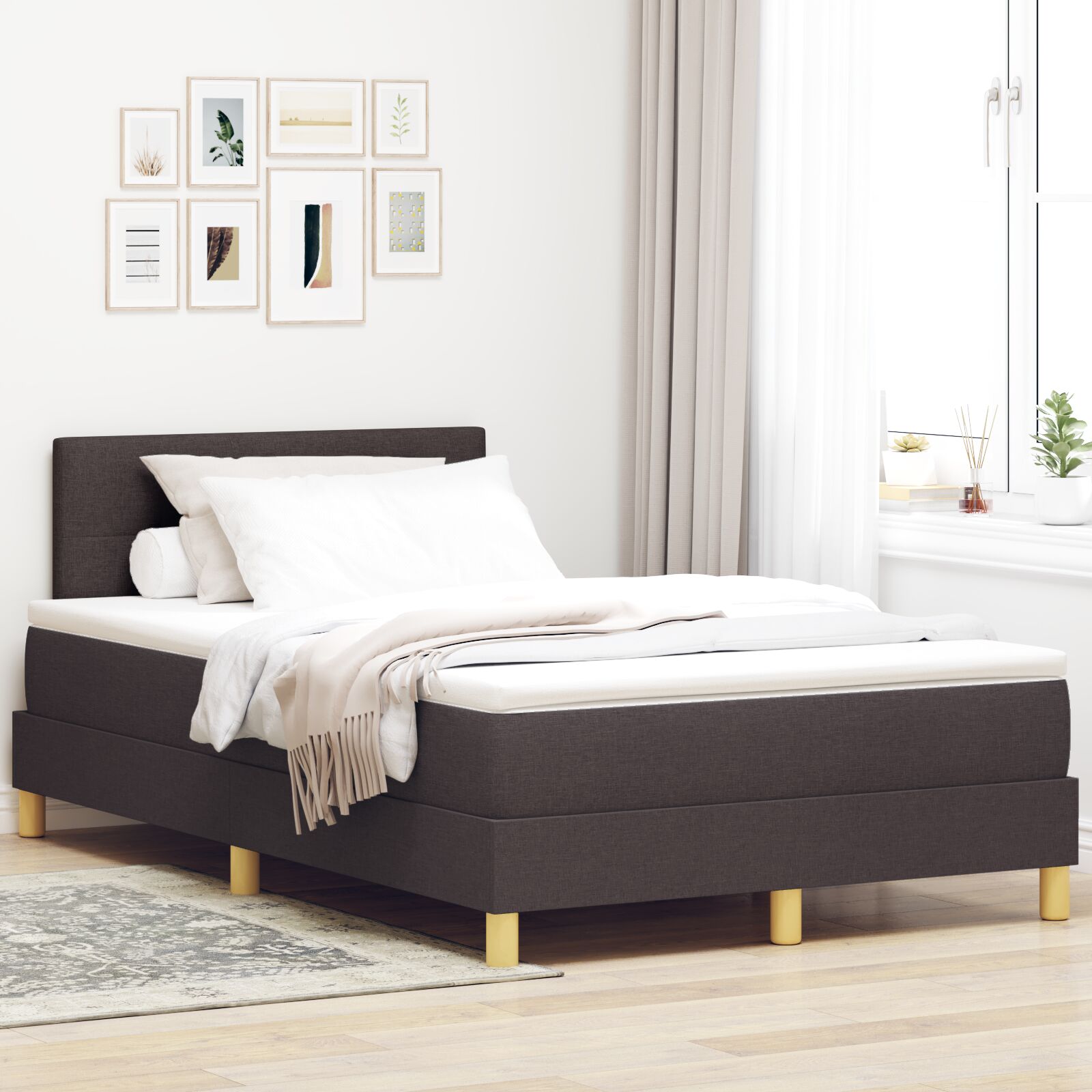Box Spring Krevet s Madracem Tamnosmeđi 120x200 cm Tkanina