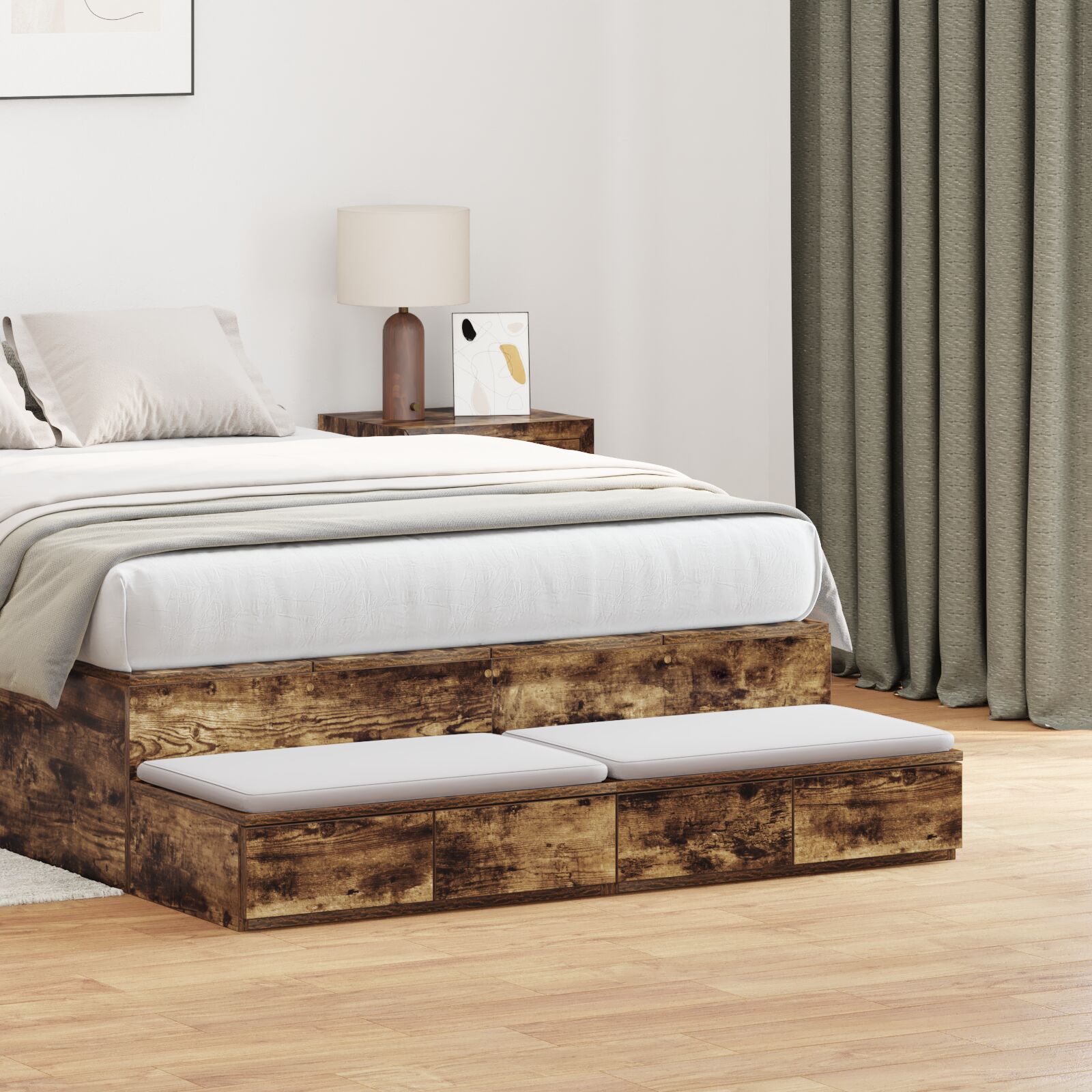 Voodi Sahtlid Suitsetatud Tamme 120x36,5x16,5 cm Tehispuust