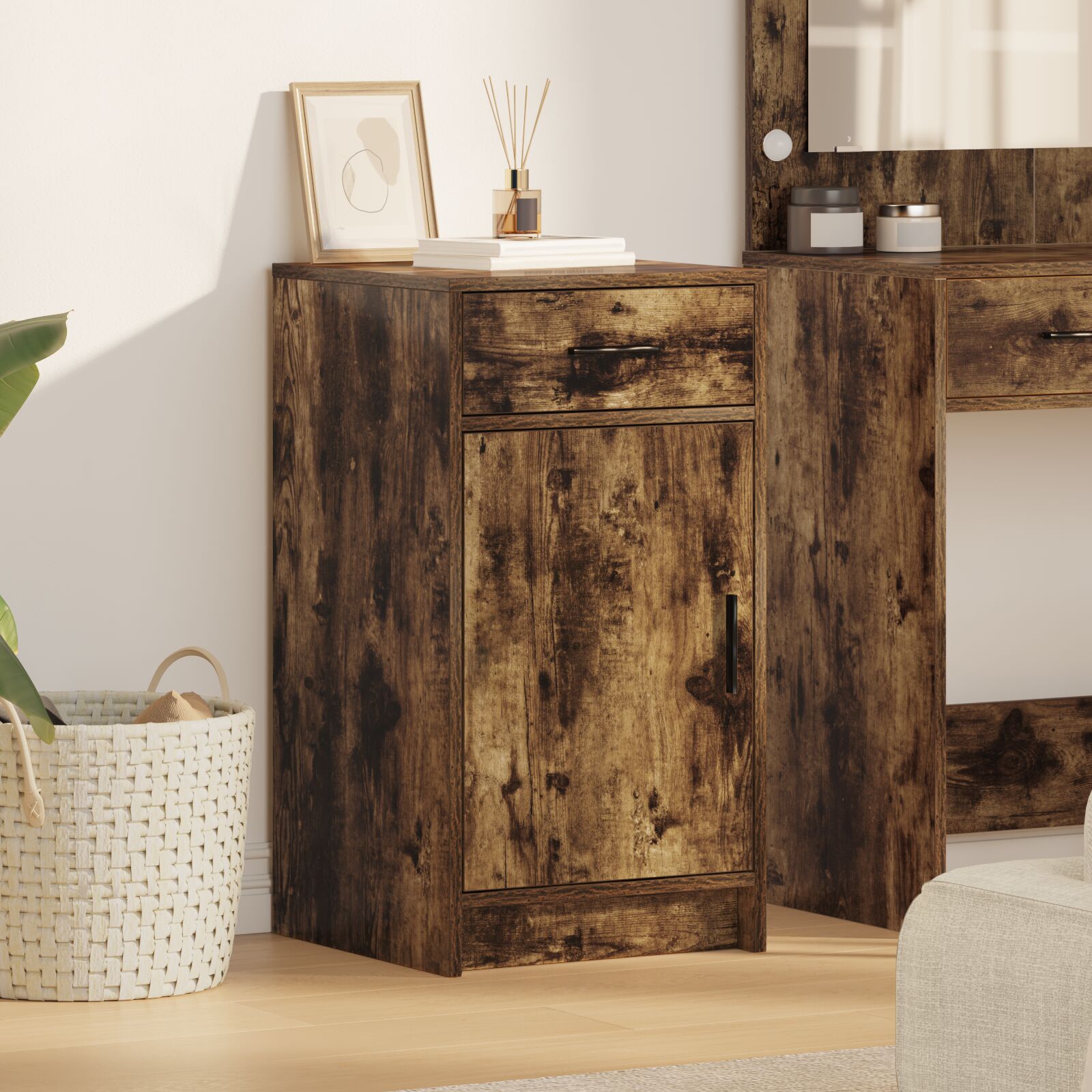 vidaXL Geräucherte Eiche MDF mit Eichenfurnier Mittel Buffet Sideboard