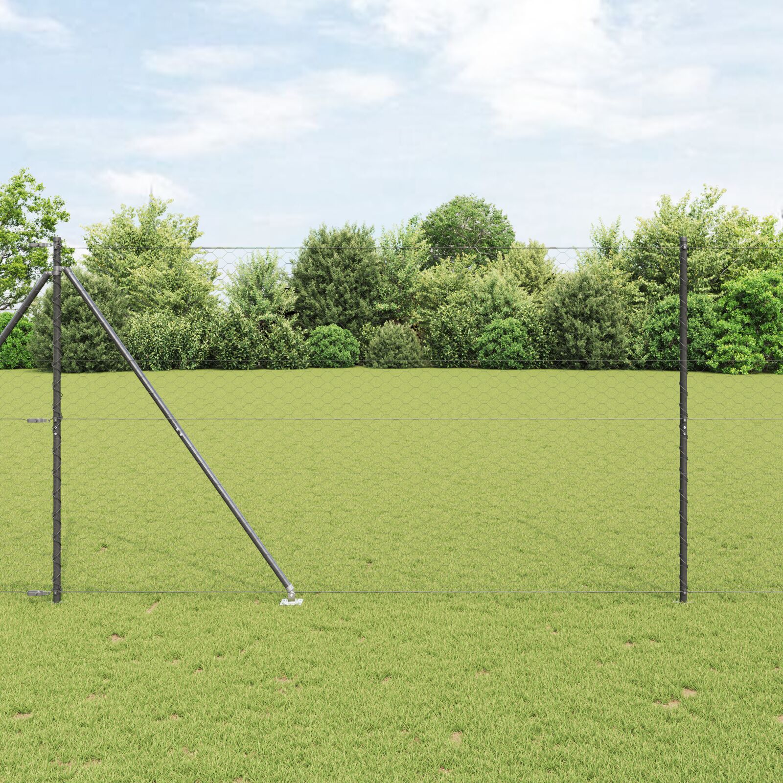 Hexagon Hegn Grå 1,6x10 m Stål, vidaXL Hegnspyd med spike 7 stk Ø32 mm 180 cm Galvaniseret stål