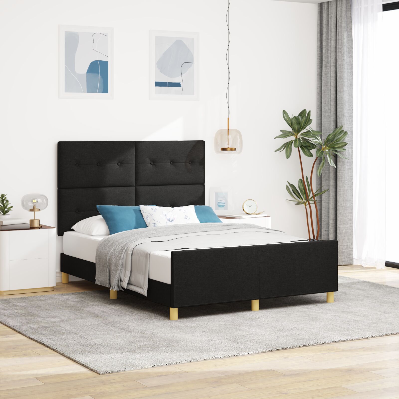 Voodi Raam Must 140x190 cm Kangas