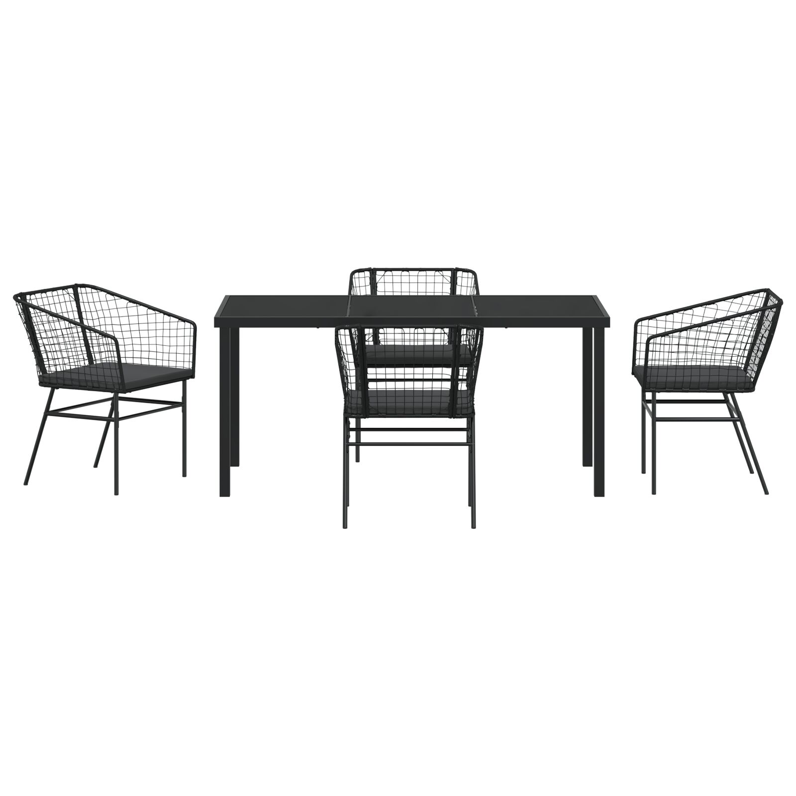 3 tk Must PE rattan, pulbervärvitud teras Keskmine Vastupidav - Image 7