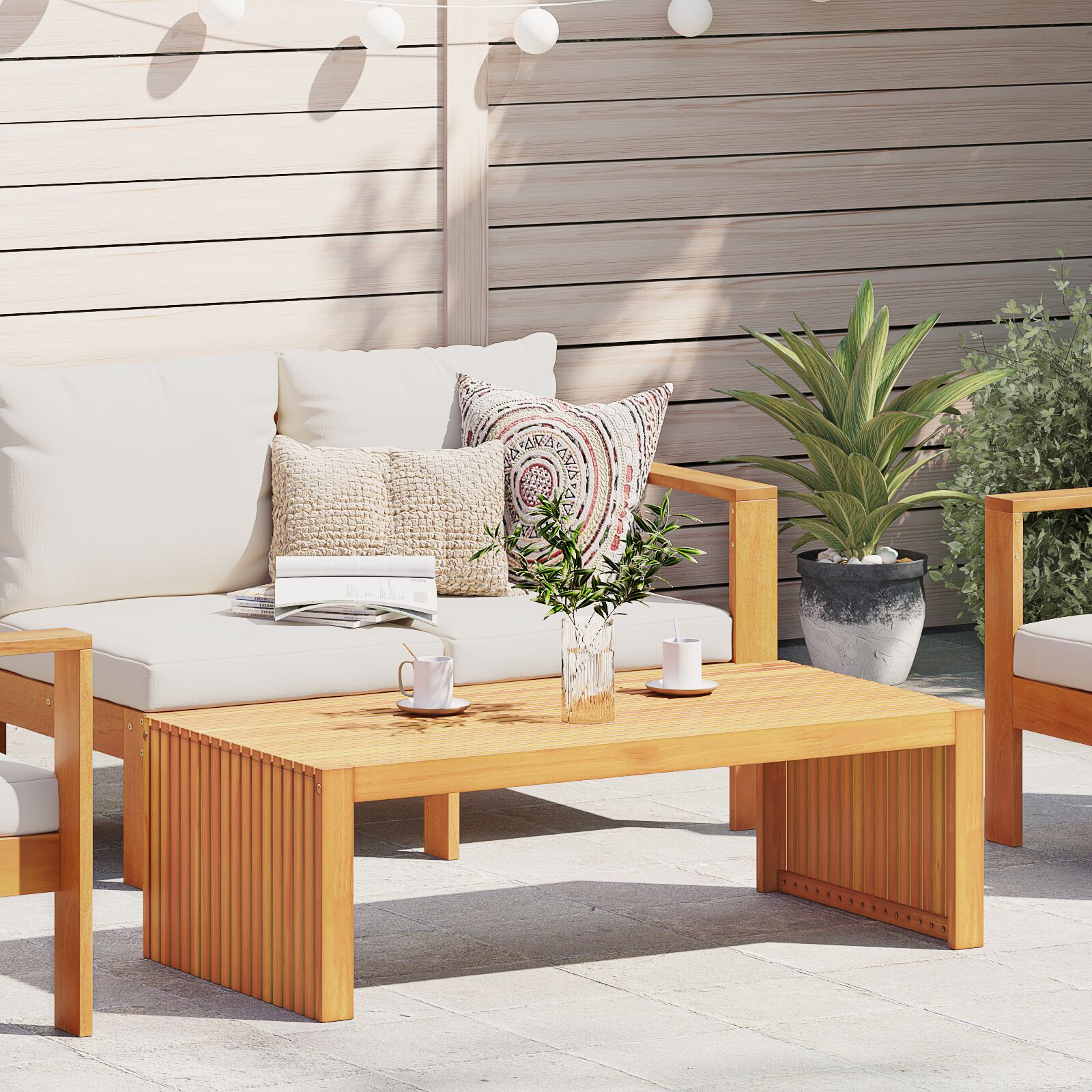 vidaXL Gartencouchtisch 110x55x35 cm Massivholz Akazie
