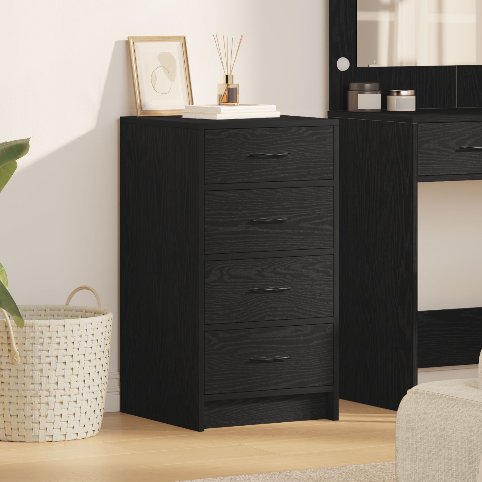 vidaXL Schwarz-Eiche Holzwerkstoff Mittel Modernes Sideboard