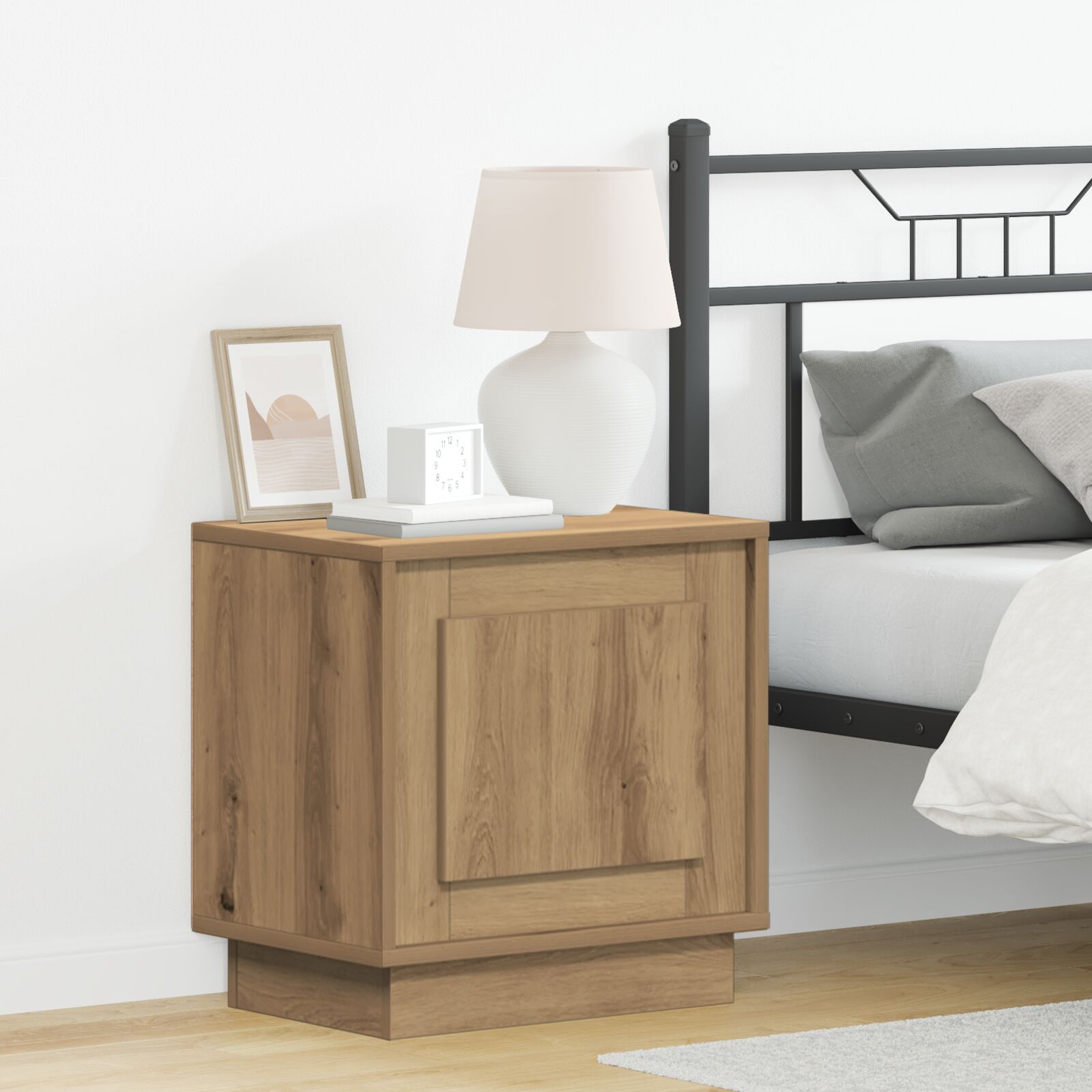 vidaXL Nachttische mit LED-Lichtern 2 Stück Artisan Eiche 44x34,5x45 cm