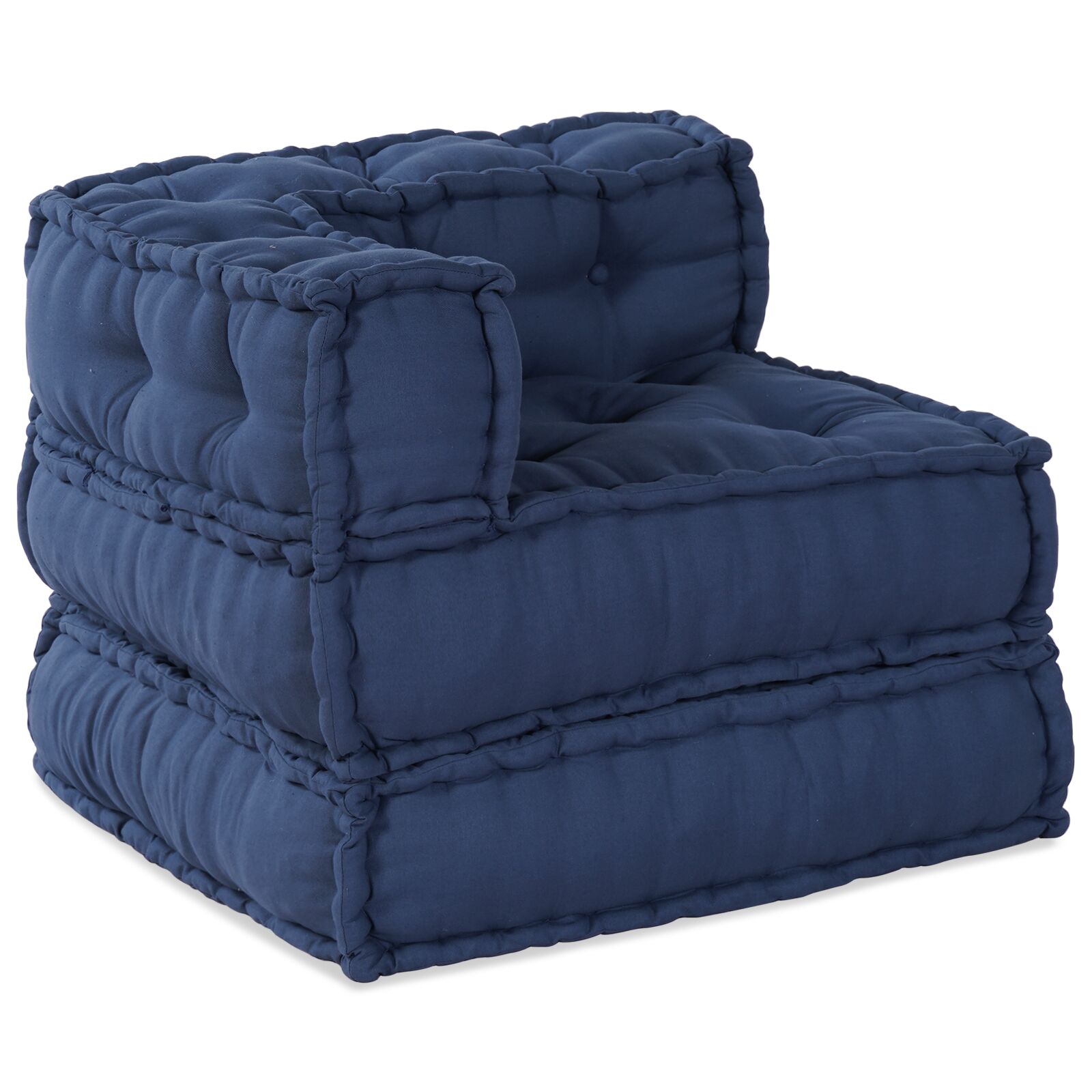 vidaXL Pouffe 3er Set Indigo Baumwolle 70 x 70 x 54 cm Kissen Set