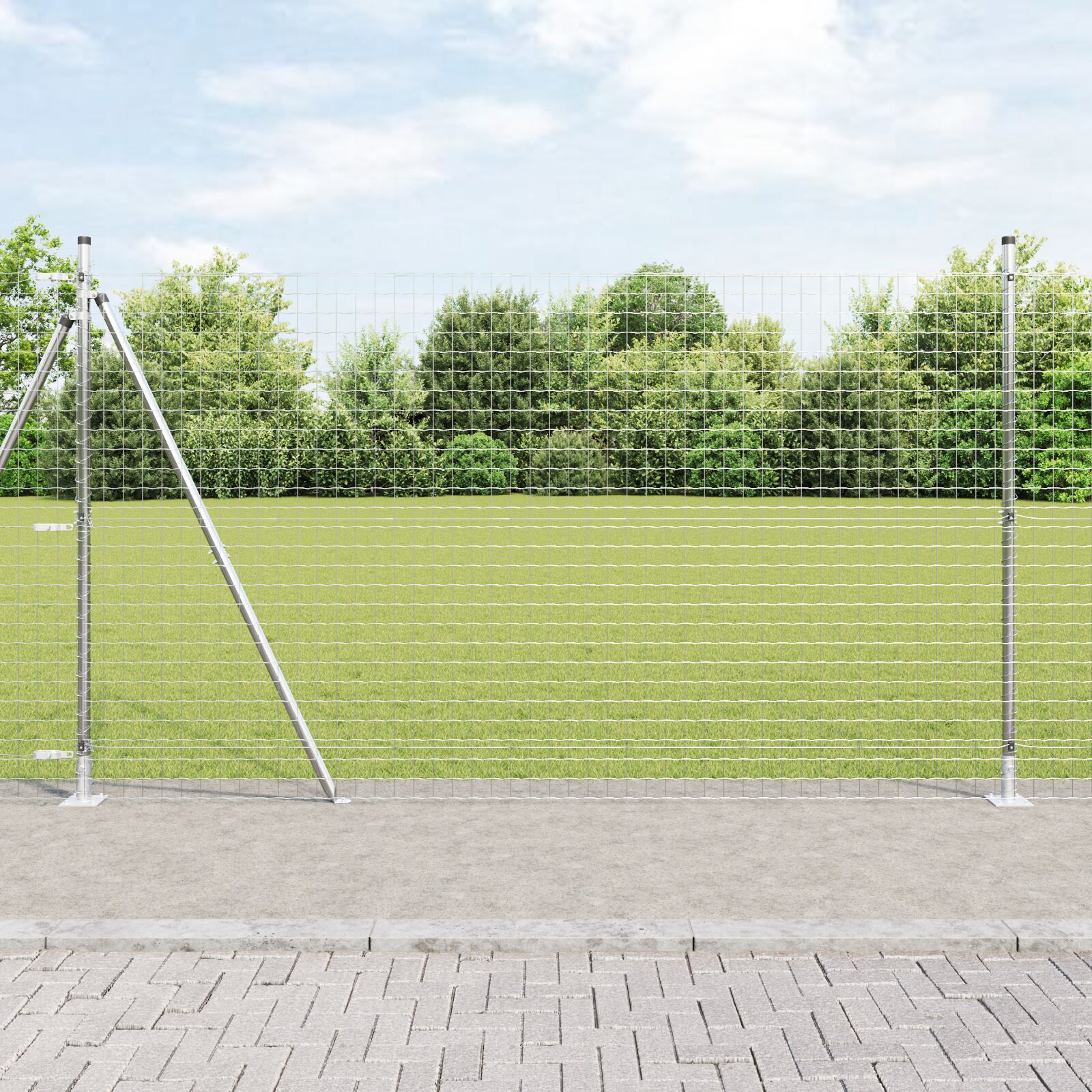 vidaXL Stupovi ograde Set od 104 Galvanizirani čelik 3.2 x 3.2 x 88.5 cm