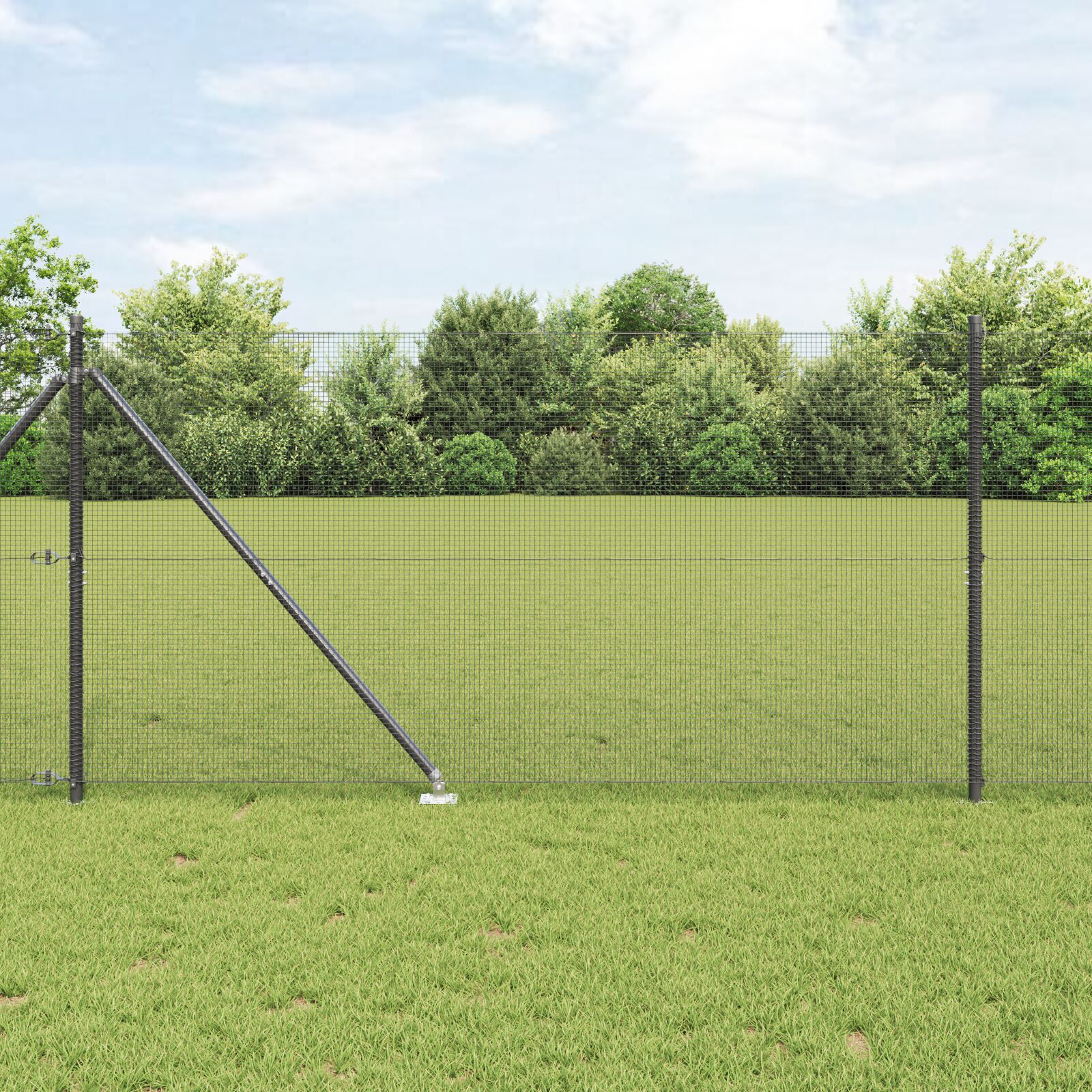 vidaXL zavarena žičana ograda s 13 držača siva 1.2x50 m čelik