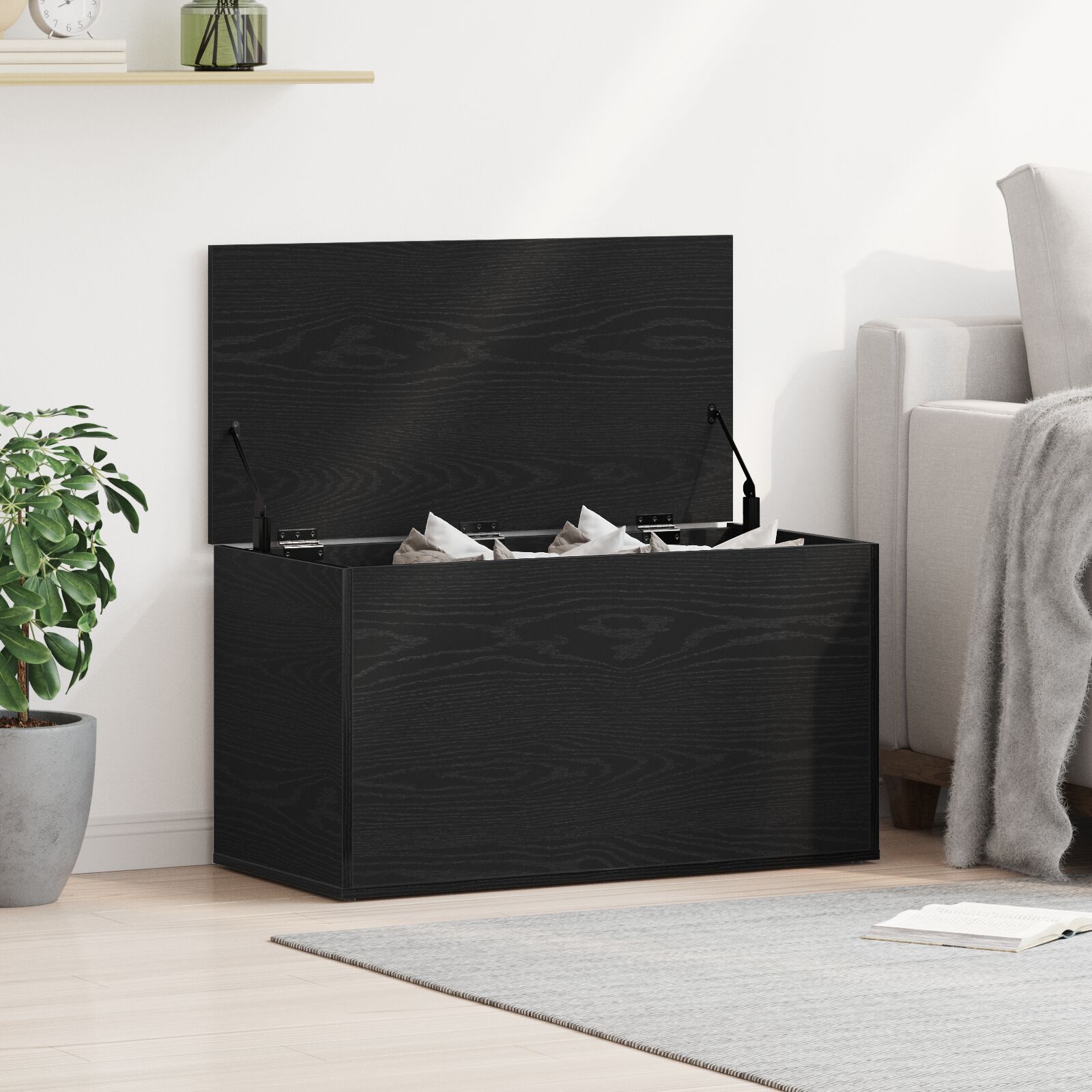 vidaXL Aufbewahrungsbox Schwarze Eiche Holzwerkstoff 84x42x46 cm