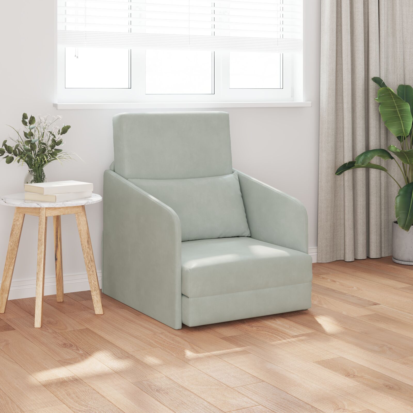vidaXL podna sofa krevet 2-u-1 svjetlosiva 65x80x83 cm baršun