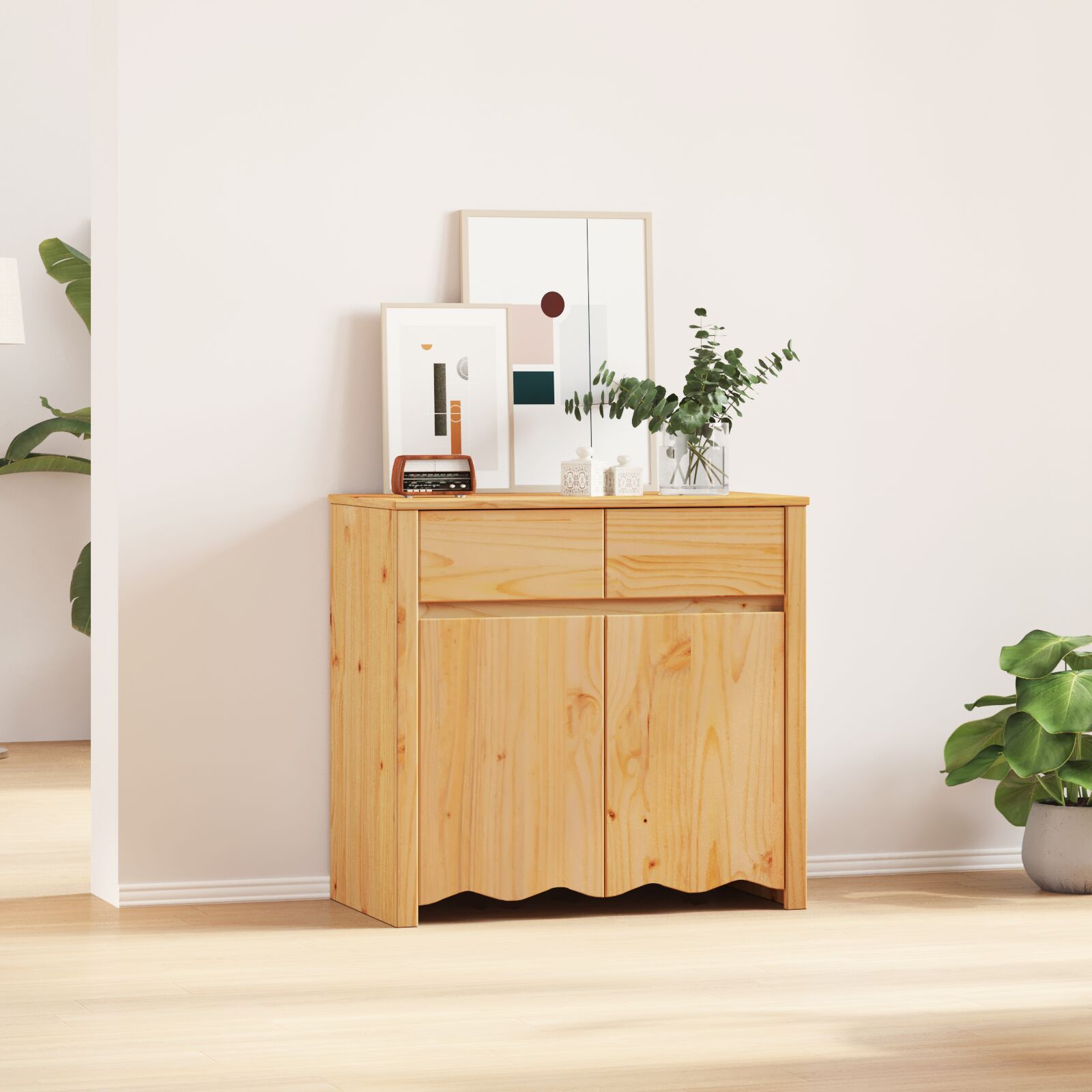 vidaXL Eiche Holz Mittel Stauraum Stauraum Sideboard Rechteckig