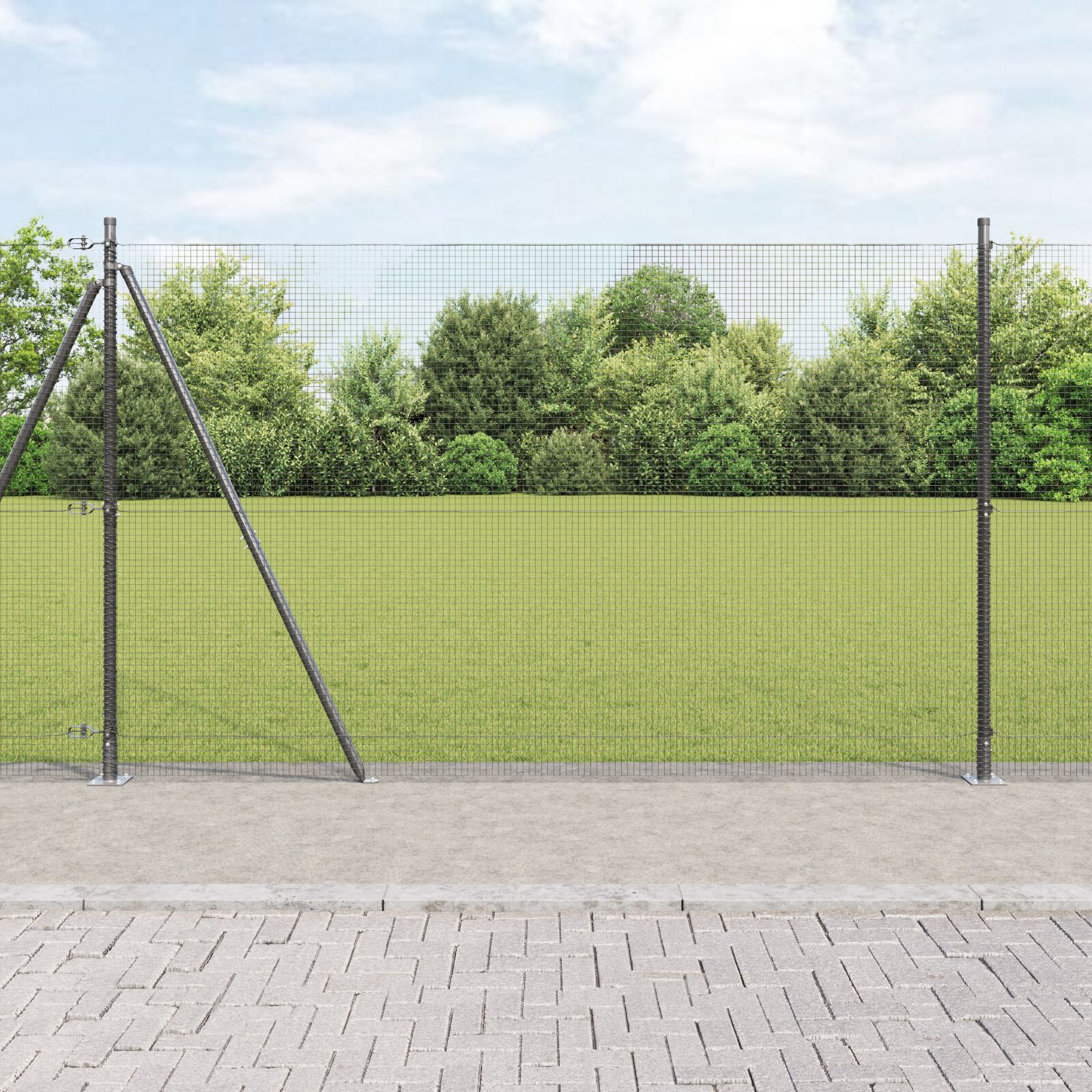 vidaXL Zavareno žičano ograde s 13 postolja u sivoj boji 1.5x50 m čelik