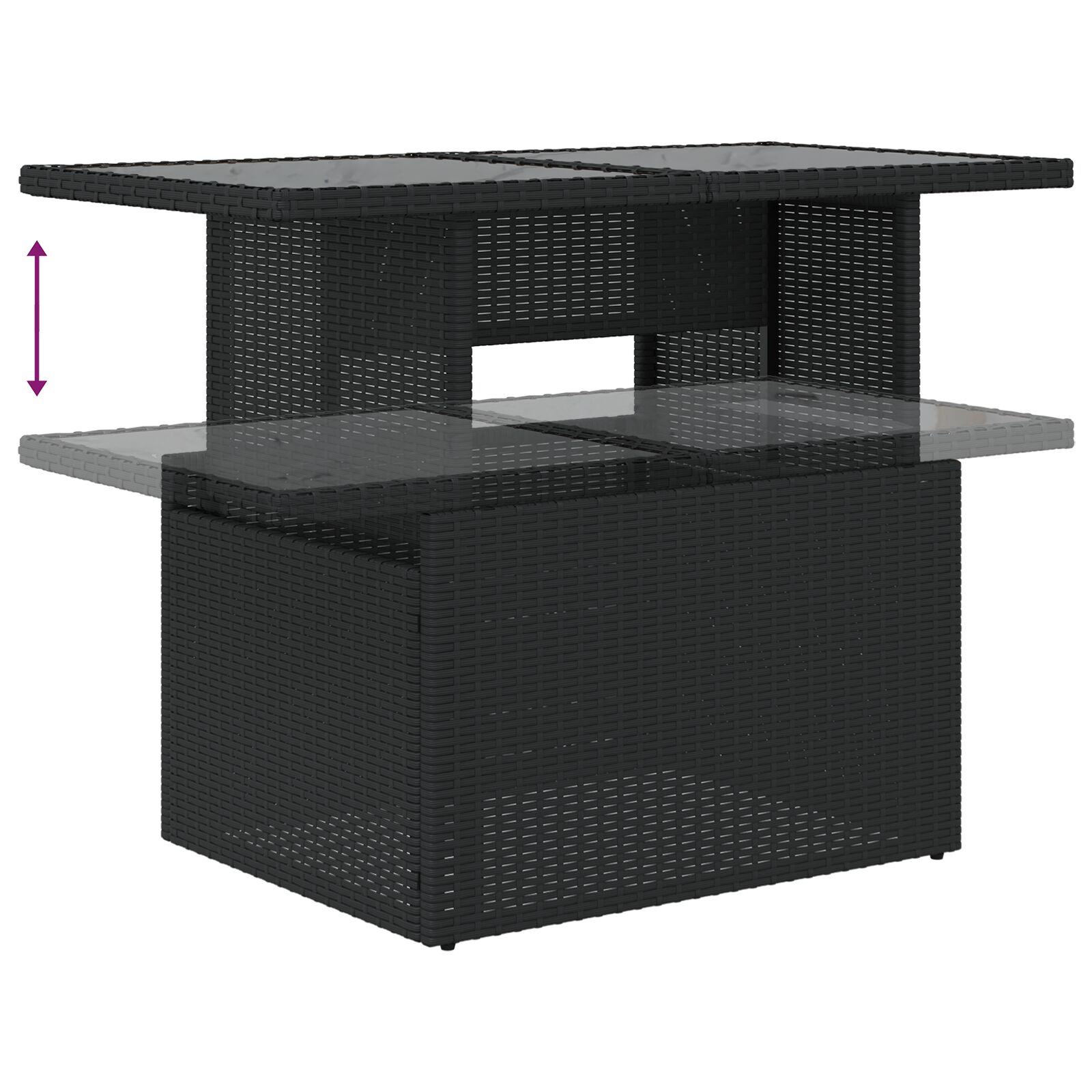 vidaXL 7-delige Tuin Sofa Set met Kussens Zwart Poly Rattan - Afbeelding 11