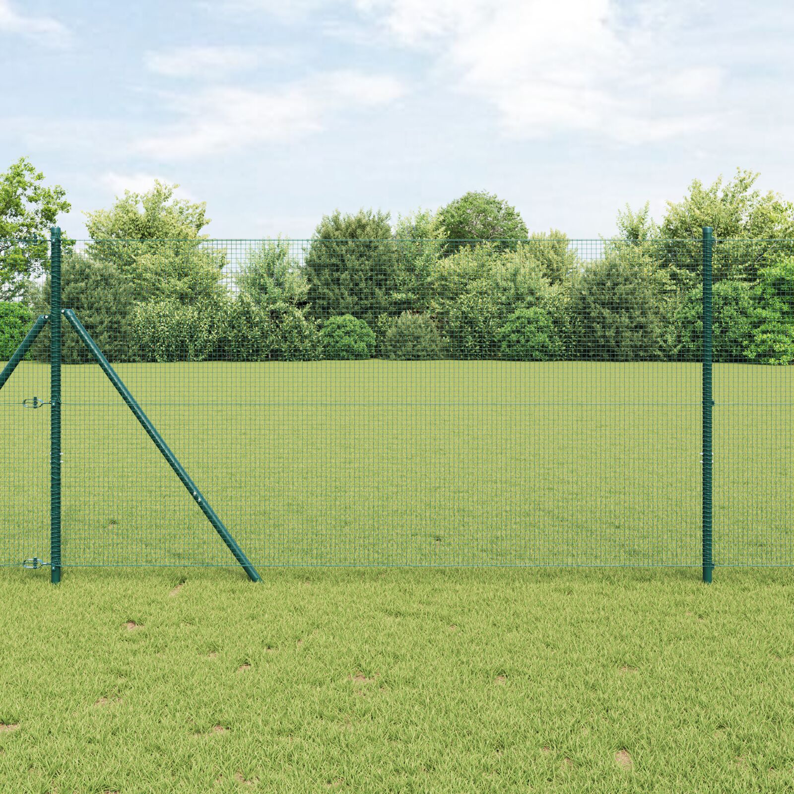 vidaXL zavarena žičana ograda s 13 stupova Zeleni 1.2x25 m Čelik