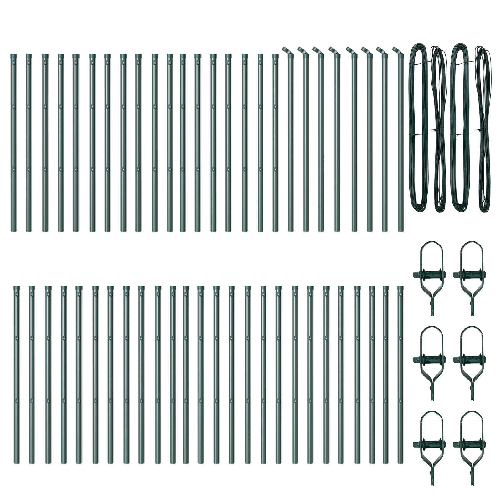 vidaXL Stupovi ograde 52 kom Zelena Ø32 mm 120 cm Galvanizirani čelik