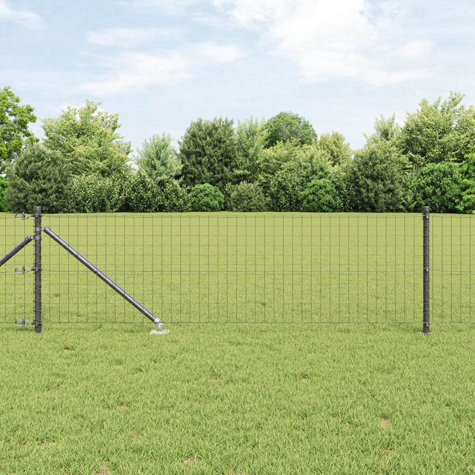 Euro Hegn med 7 Spidse Stolper 0.8x10 m Galvaniseret Stål Grå