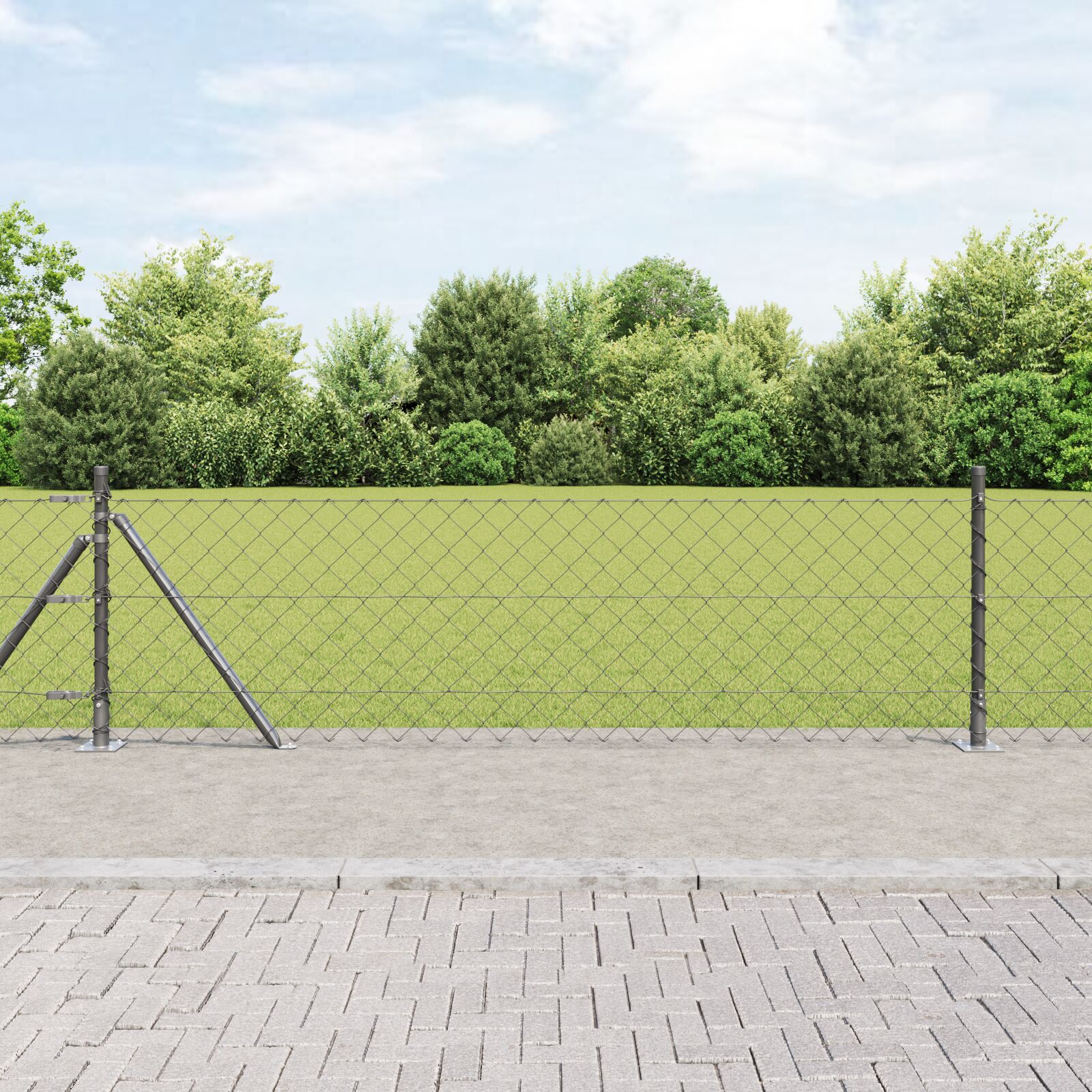 Kædehegn med 7 Flanger Post 0.4x10 m Galvaniseret Stål