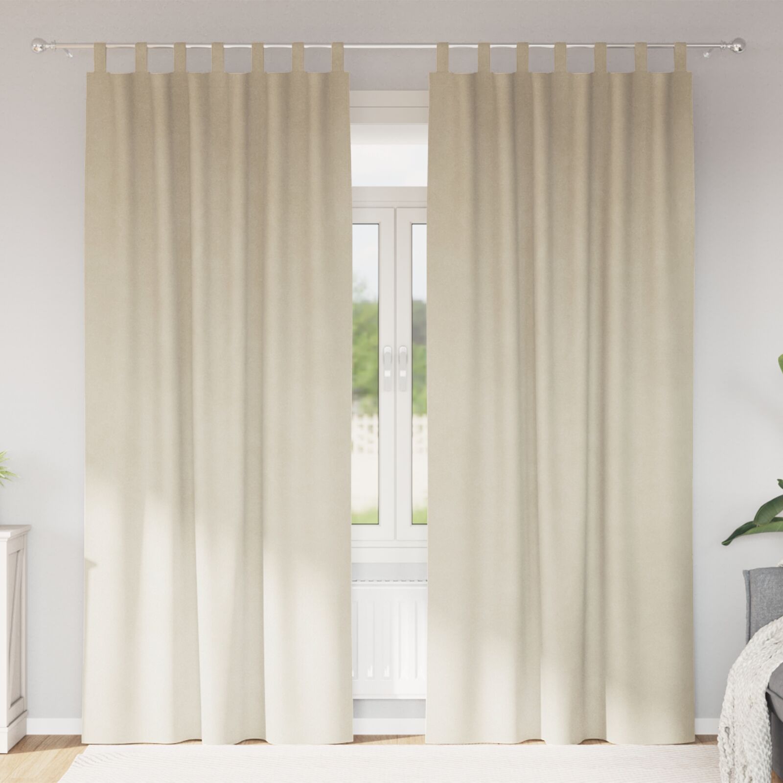 vidaXL Vorhänge Creme Polyester 140 x 245 cm Dekorative Intarsien