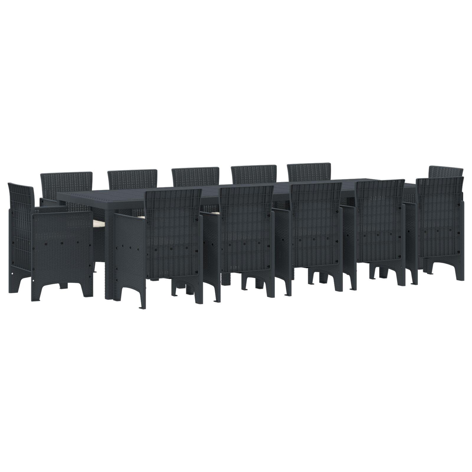 13-delt have spisesæt med puder antracit poly rattan, vidaXL havebord antracit 150x100x73 cm poly rattan, vidaXL havestole med puder 4 stk antracit poly rattan