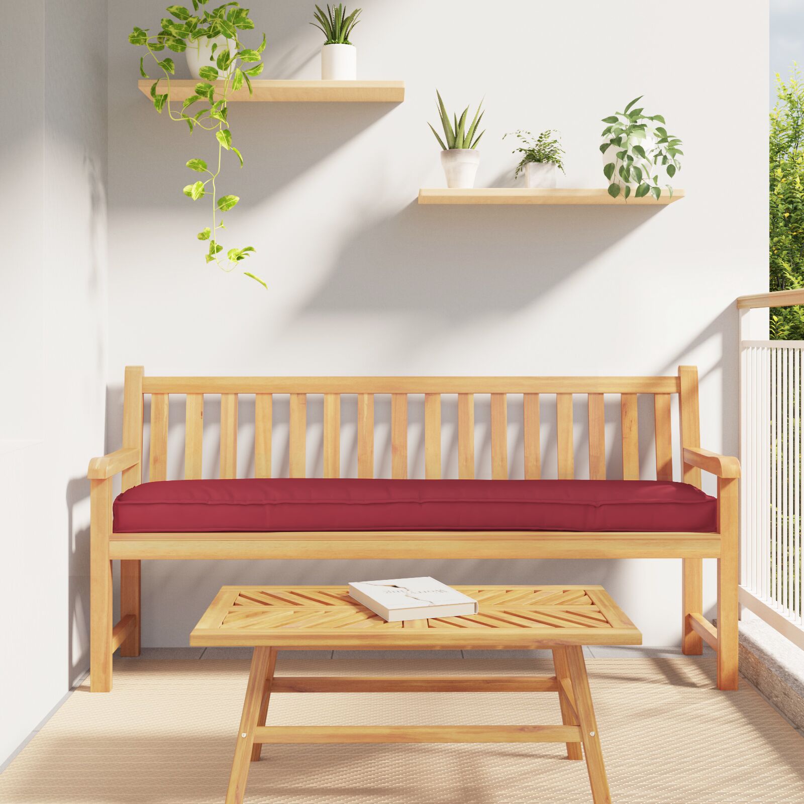 Palletipatjad pingile 2tk Burgundiapunane 200x40x8 cm