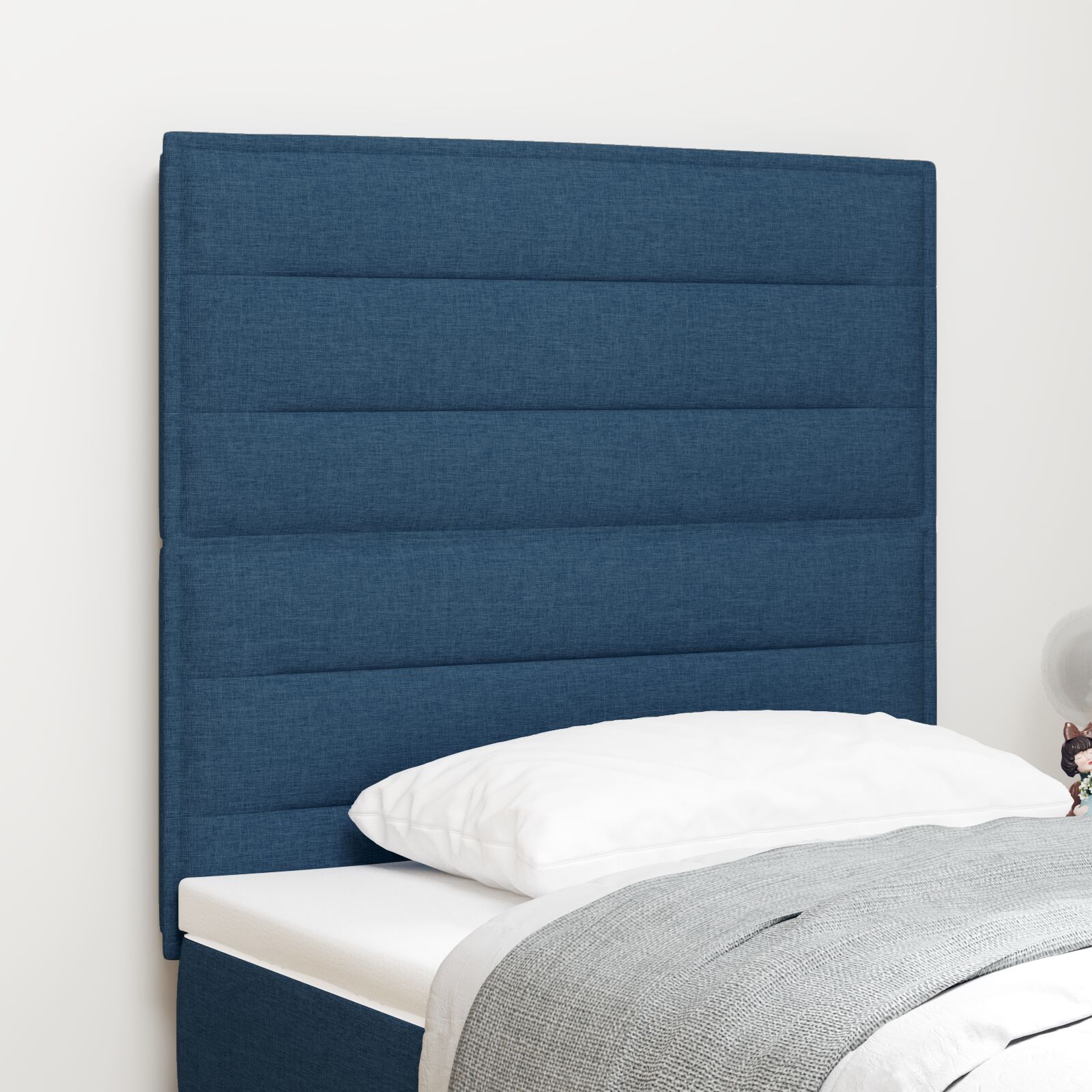 Sengegavl Linjer Design Blå 90 cm Stof