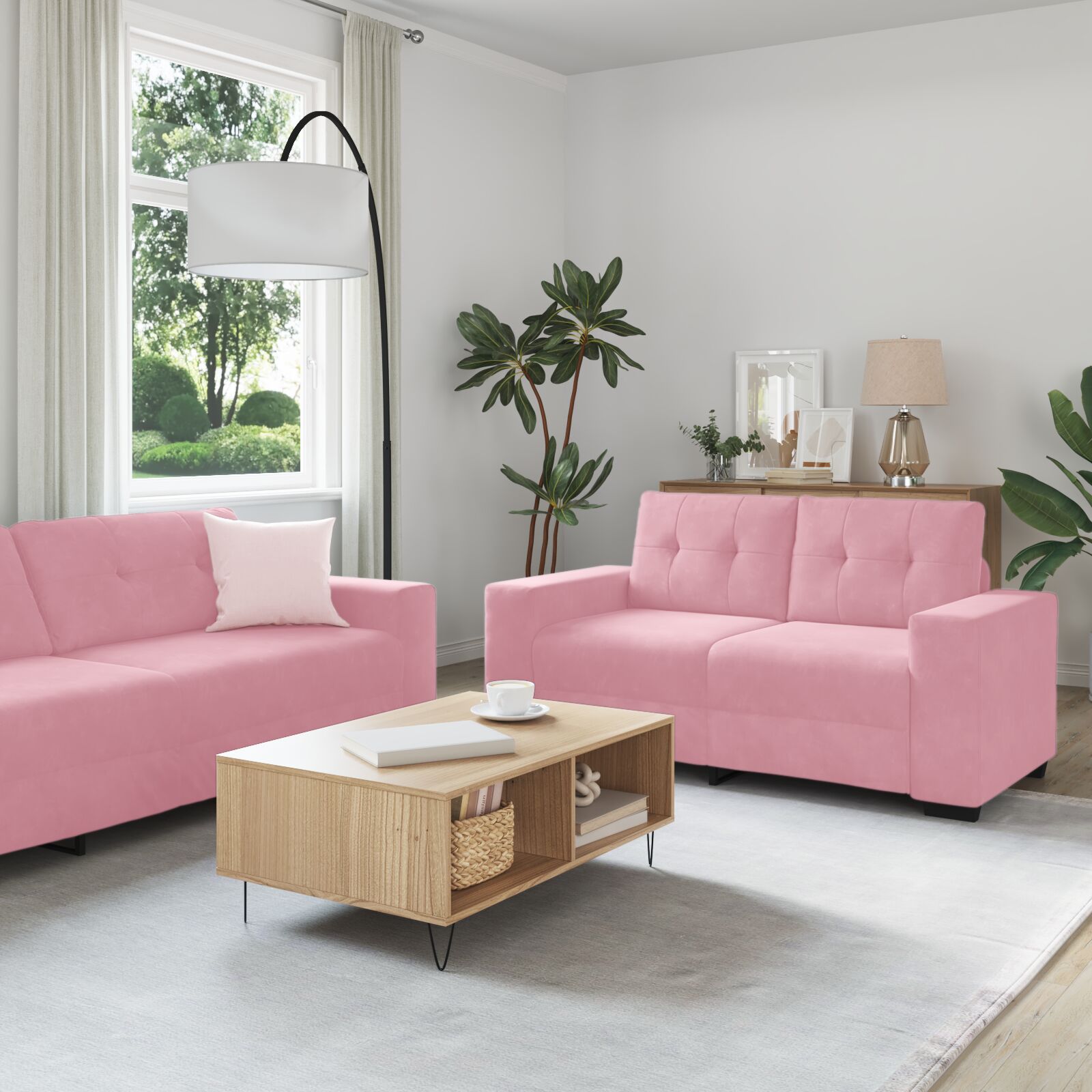 vidaXL Sofaset Set aus 3 Rosa