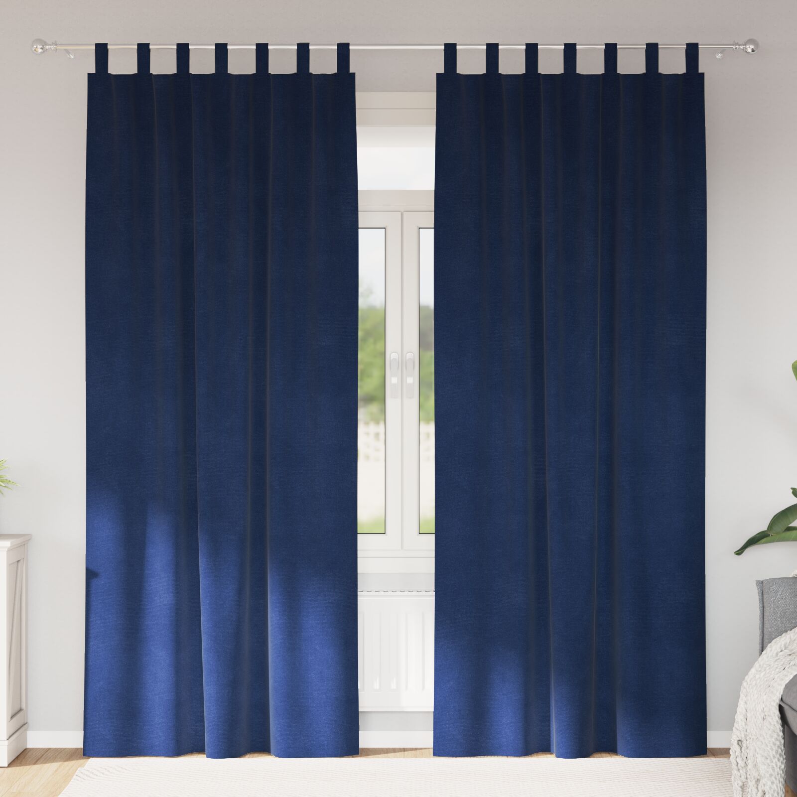 vidaXL Vorhänge Dunkelblau Polyester 140 x 225 cm Dekorative Intarsien