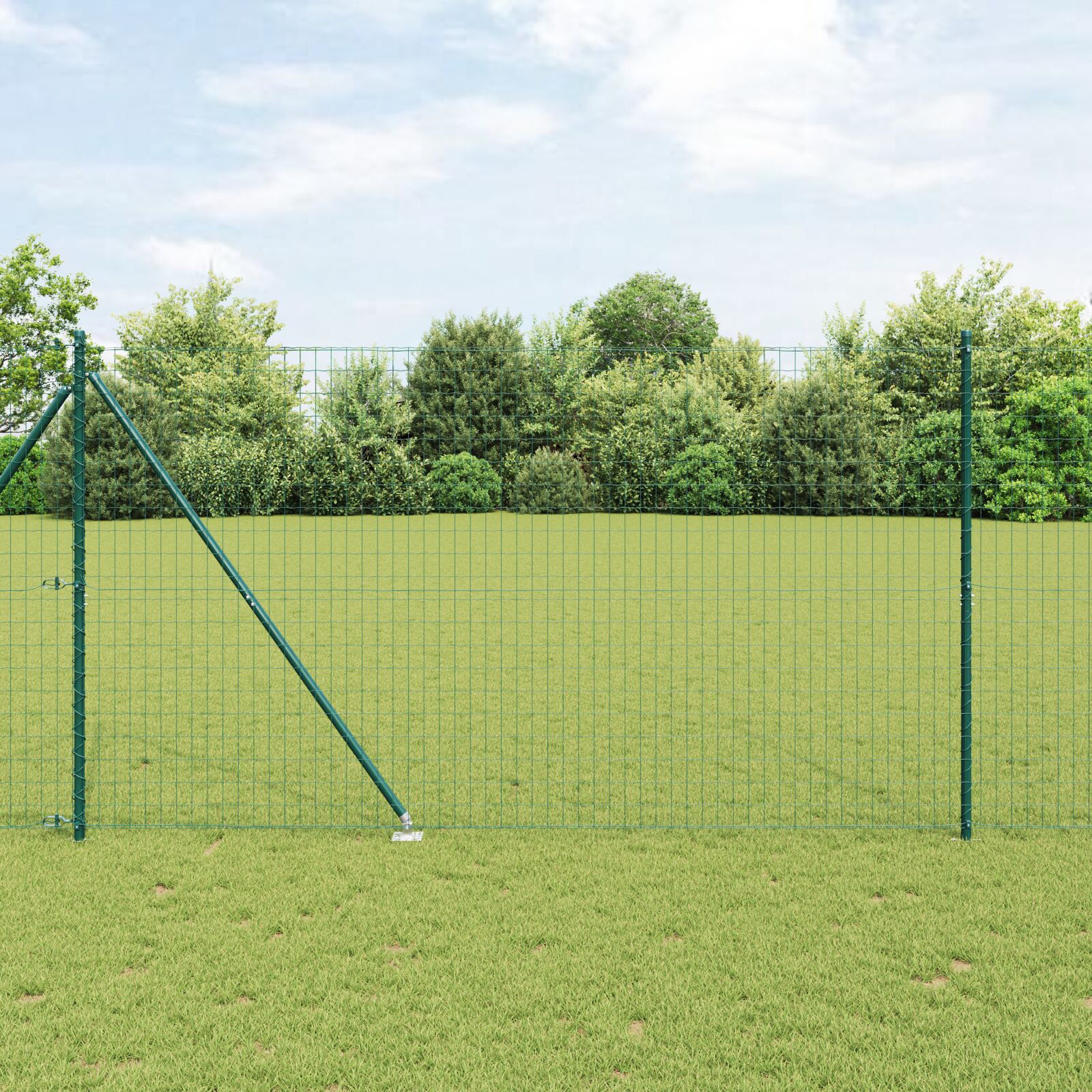 Euro Heg med 7 Spike Poster 1,5 x 10 m Galvaniseret Stål Grøn