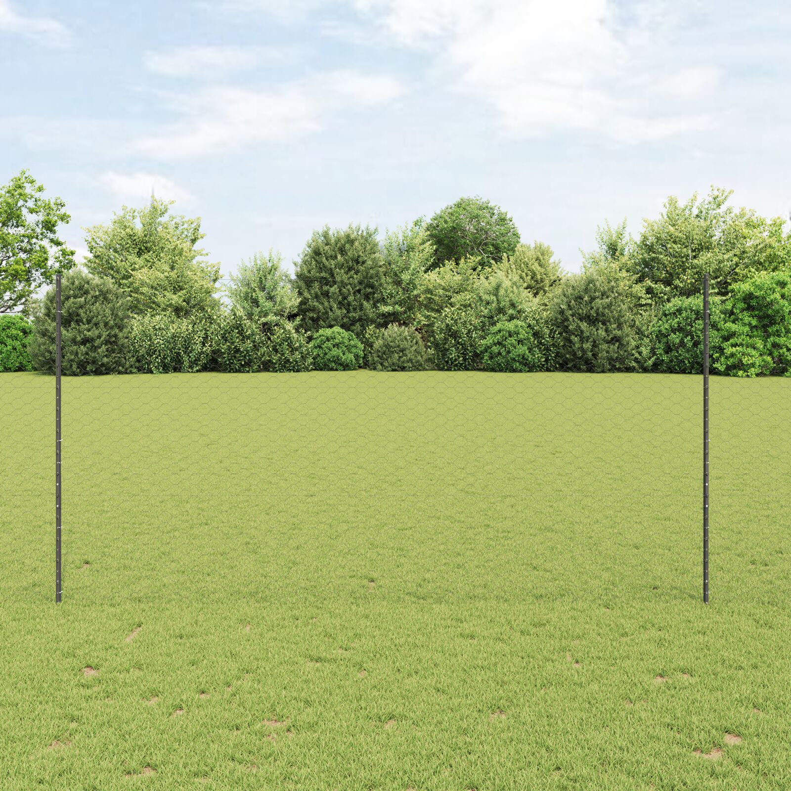 vidaXL Ograda stupovi 22 kom U-kanal siva 150 cm čelik, vidaXL Šesterokutna ograda siva 1.5x50 m čelik