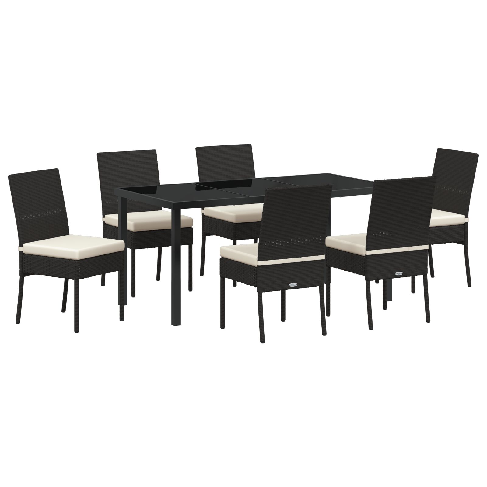 vidaXL 7-delige Tuin Eetset Zwart Poly Rattan