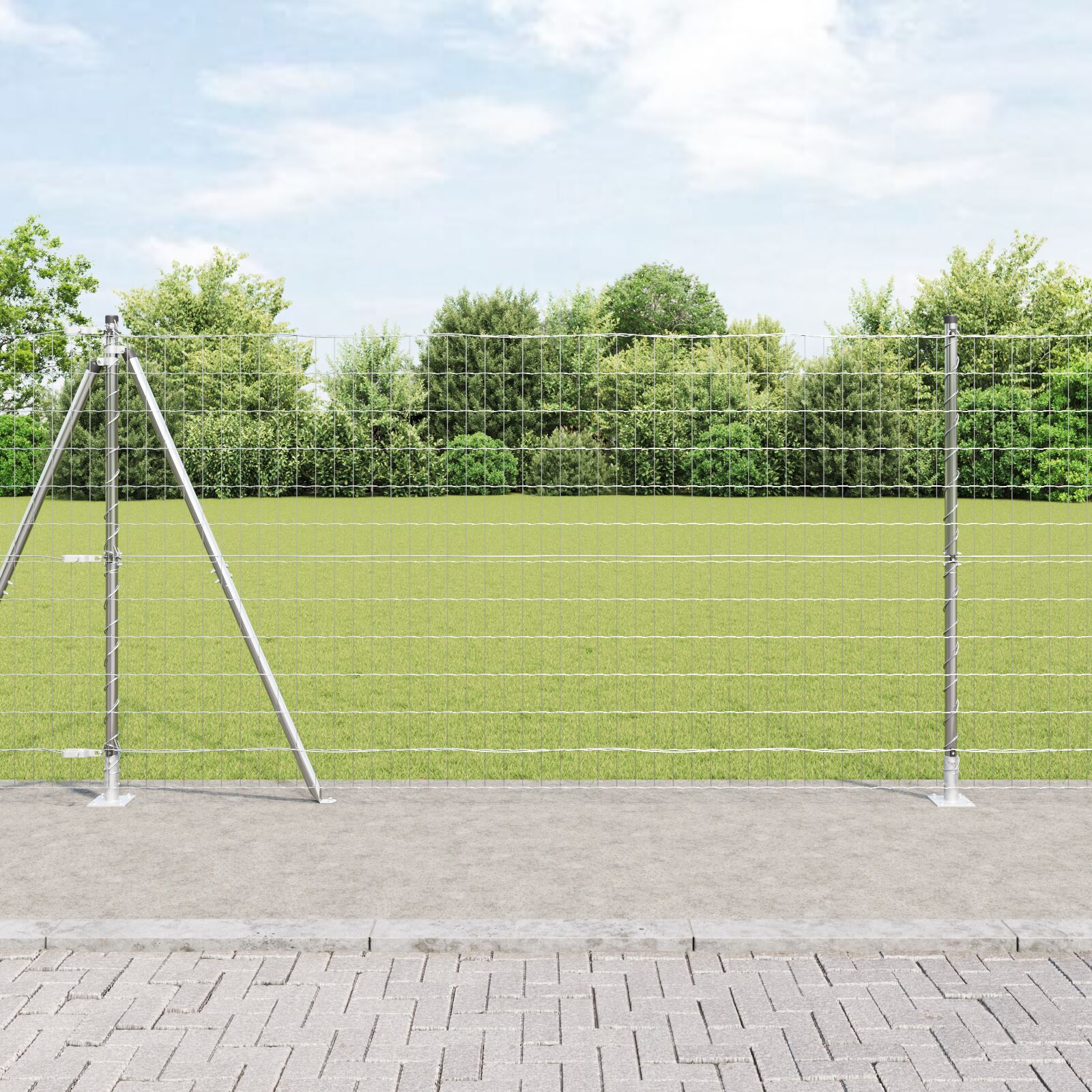 Eurohegn med 13 Flangede Støtter 1,2x25 m Galvaniseret Stål