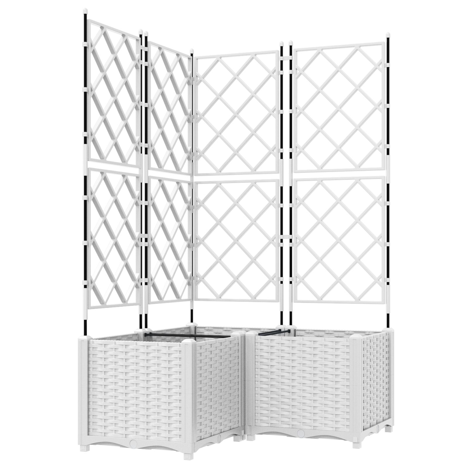 vidaXL Jardiniere cu spaliere 3 buc Albe 80x80x143 cm