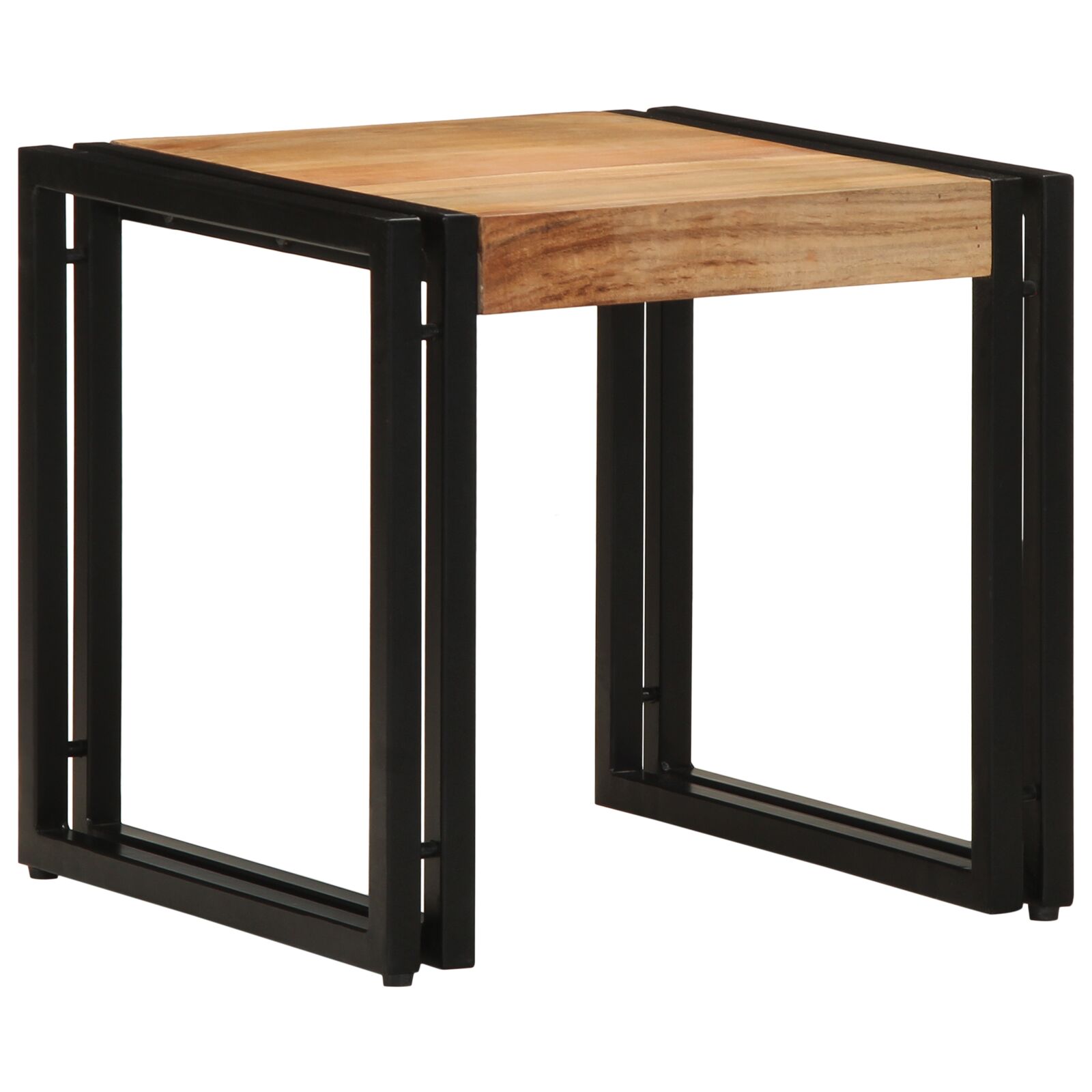 vidaXL Couchtisch Braun, Schwarz Massivholz Akazie, Eisen 40 x 40 x 38 cm