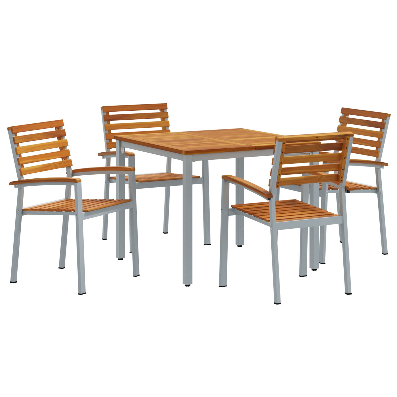 5 Personers Have Spisesæt Solid Træ Akacietræ og Metal
