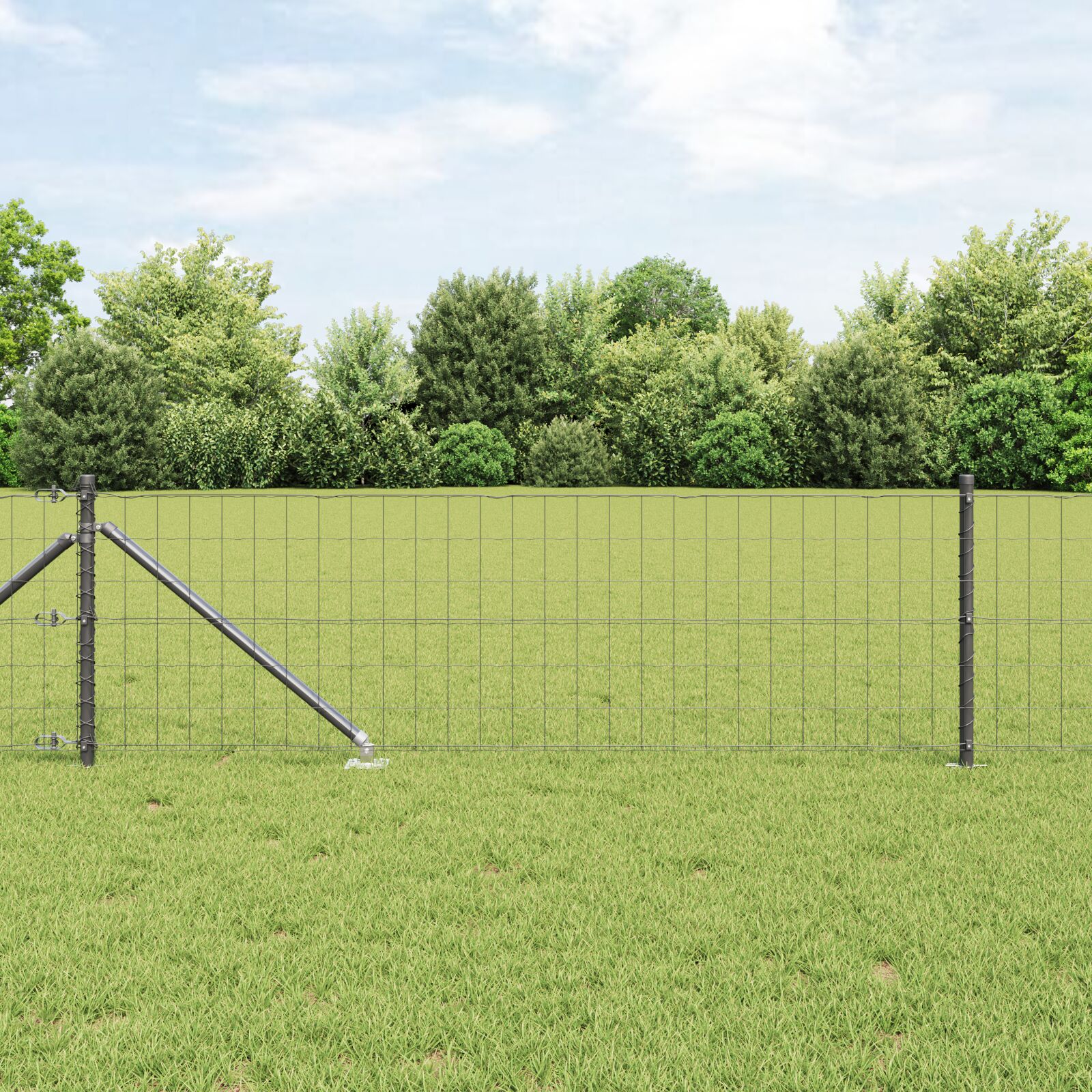 Euro Hegn med 13 Spike Poster 0.4x50 m Galvaniseret Stål Grå