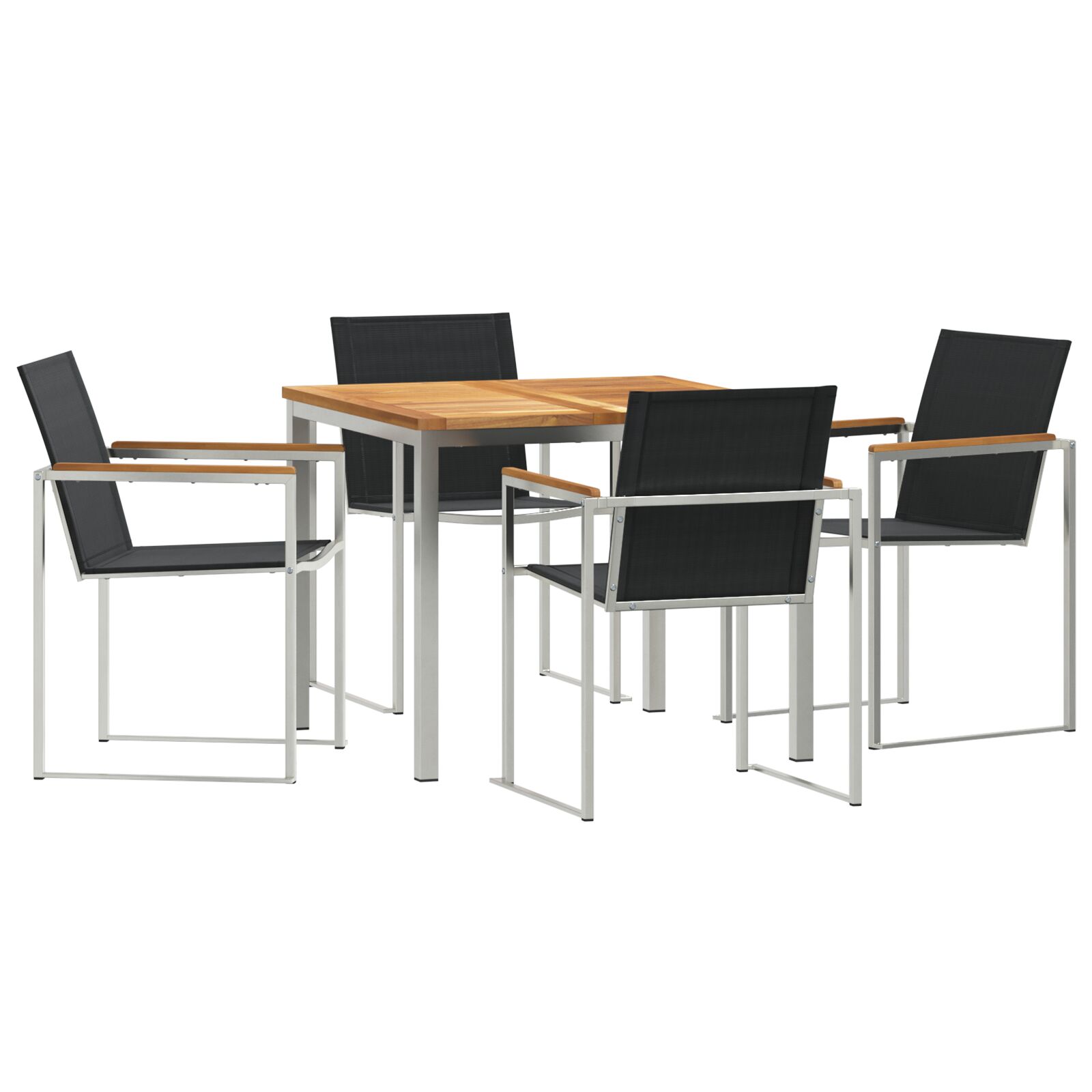 5 Deles Have Bord Sæt i Massivt Teaktræ, vidaXL Udendørs Bord 90x90x74.5 cm i Massivt Teaktræ