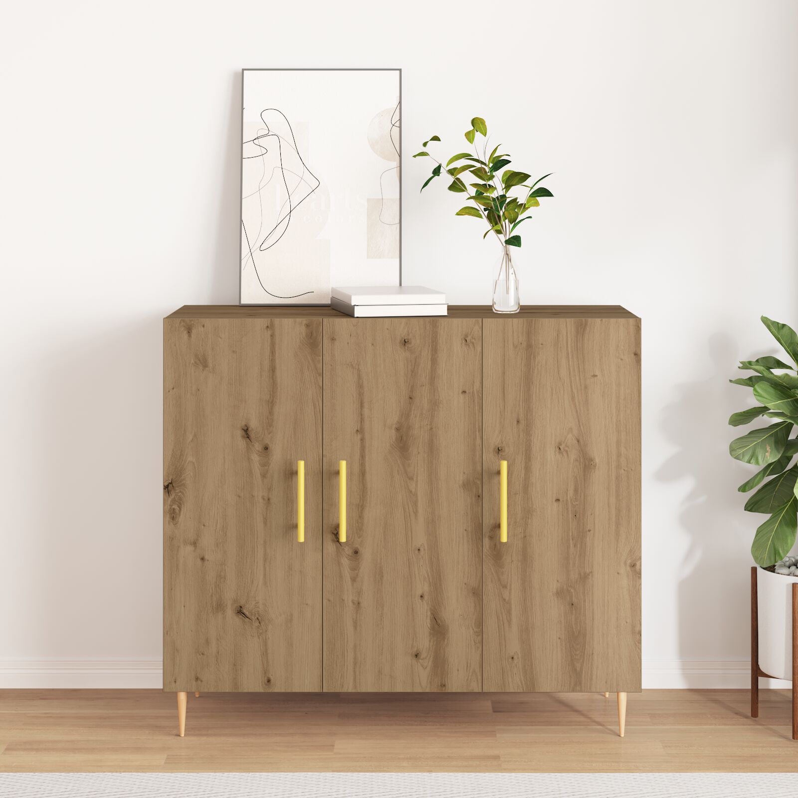 vidaXL Sideboard Artisan Eiche 90x34x80 cm Ingenieured Holz
