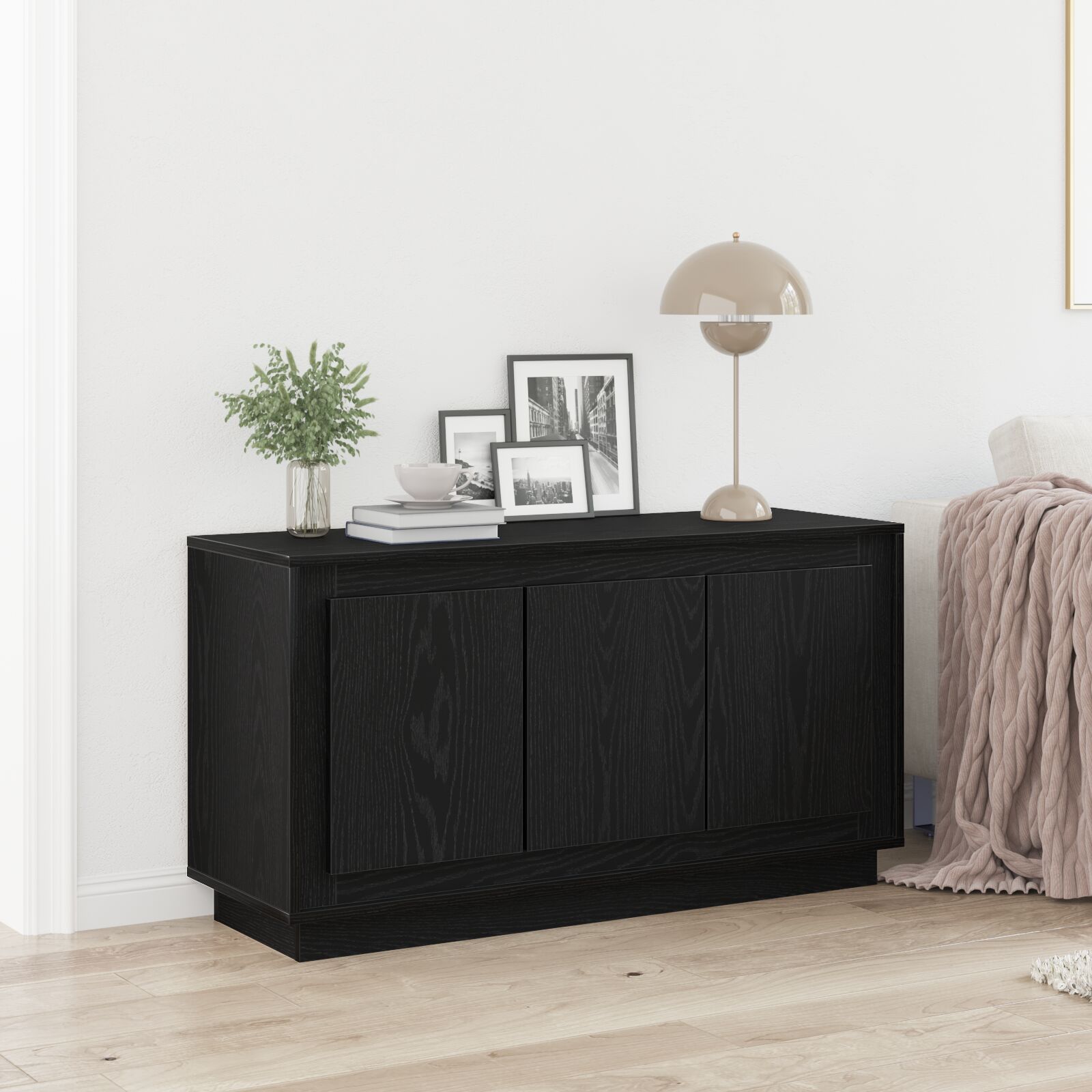 vidaXL Sideboard Schwarze Eiche MDF Groß Büfett Schrank Rechteckig