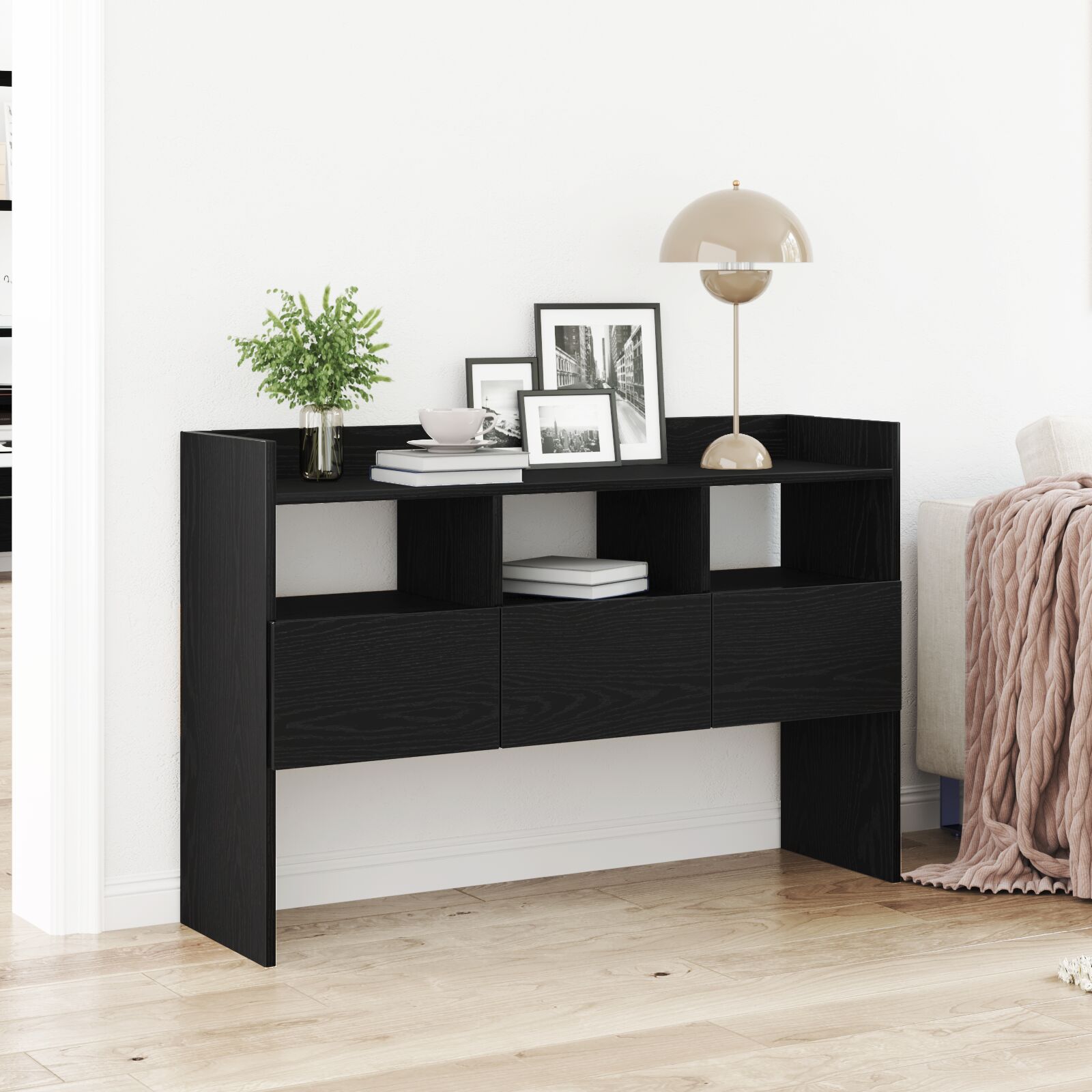 vidaXL Sideboard Schwarz Eiche Holz Groß Lagerung Sideboard