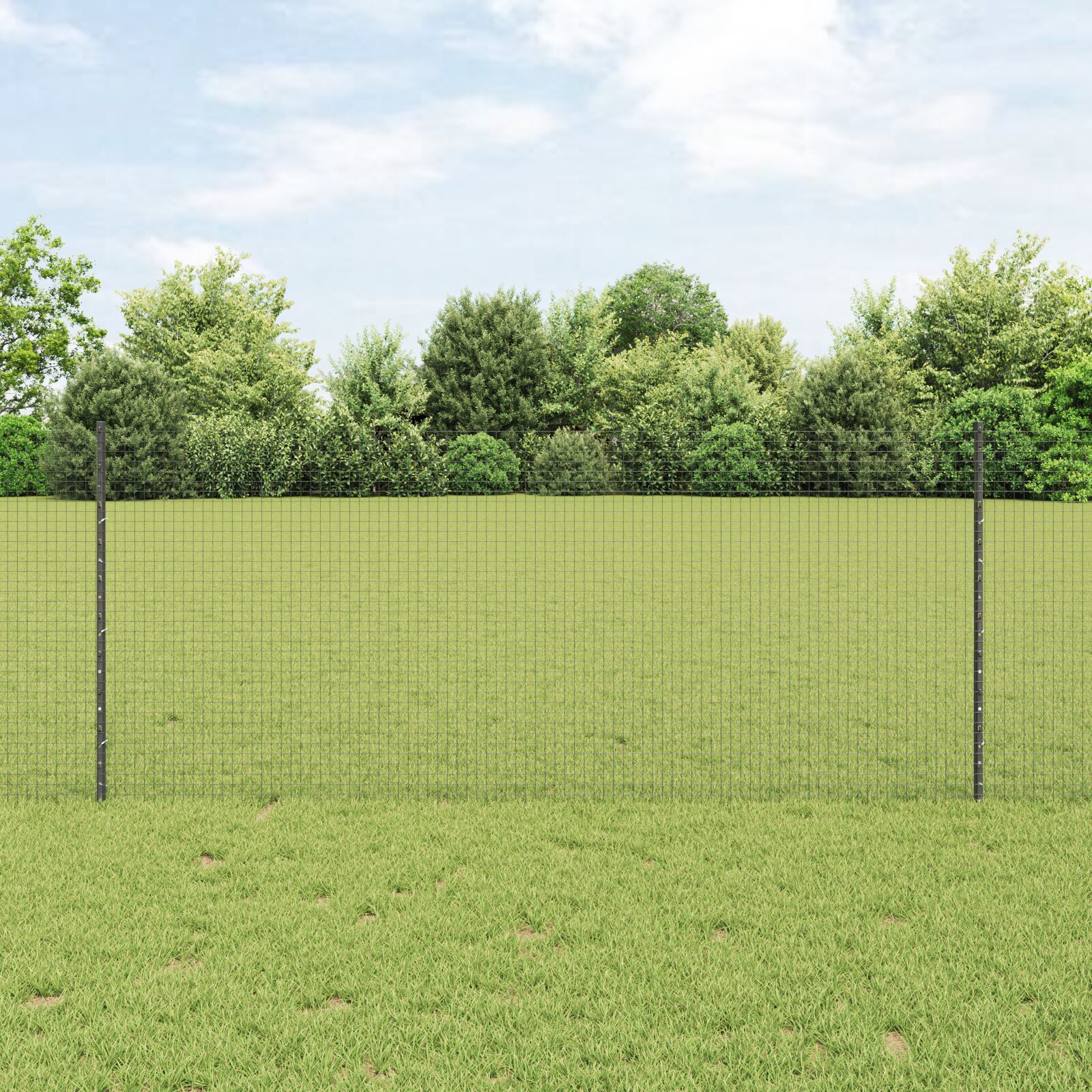 vidaXL Zavarena žičana ograda s 44 U stubovima Siva 1x50 m Čelik