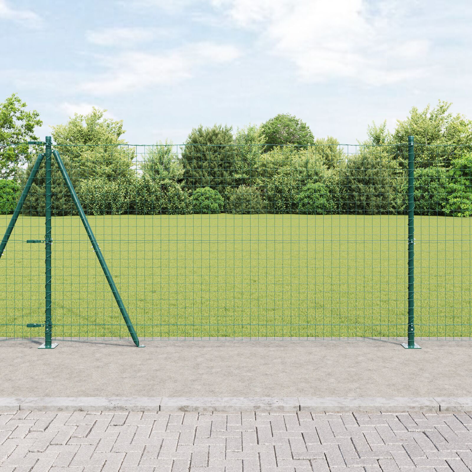 vidaXL Stupovi za Ograde Set od 52 Zeleni Beton 3.2 x 3.2 x 78.5 cm