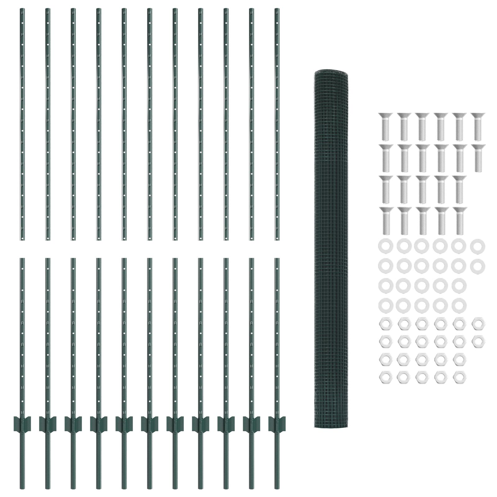 VidaXL varjena žičnata ograja z 11 U stebrički Zelena 1.6x25 m Jeklo - Image 4