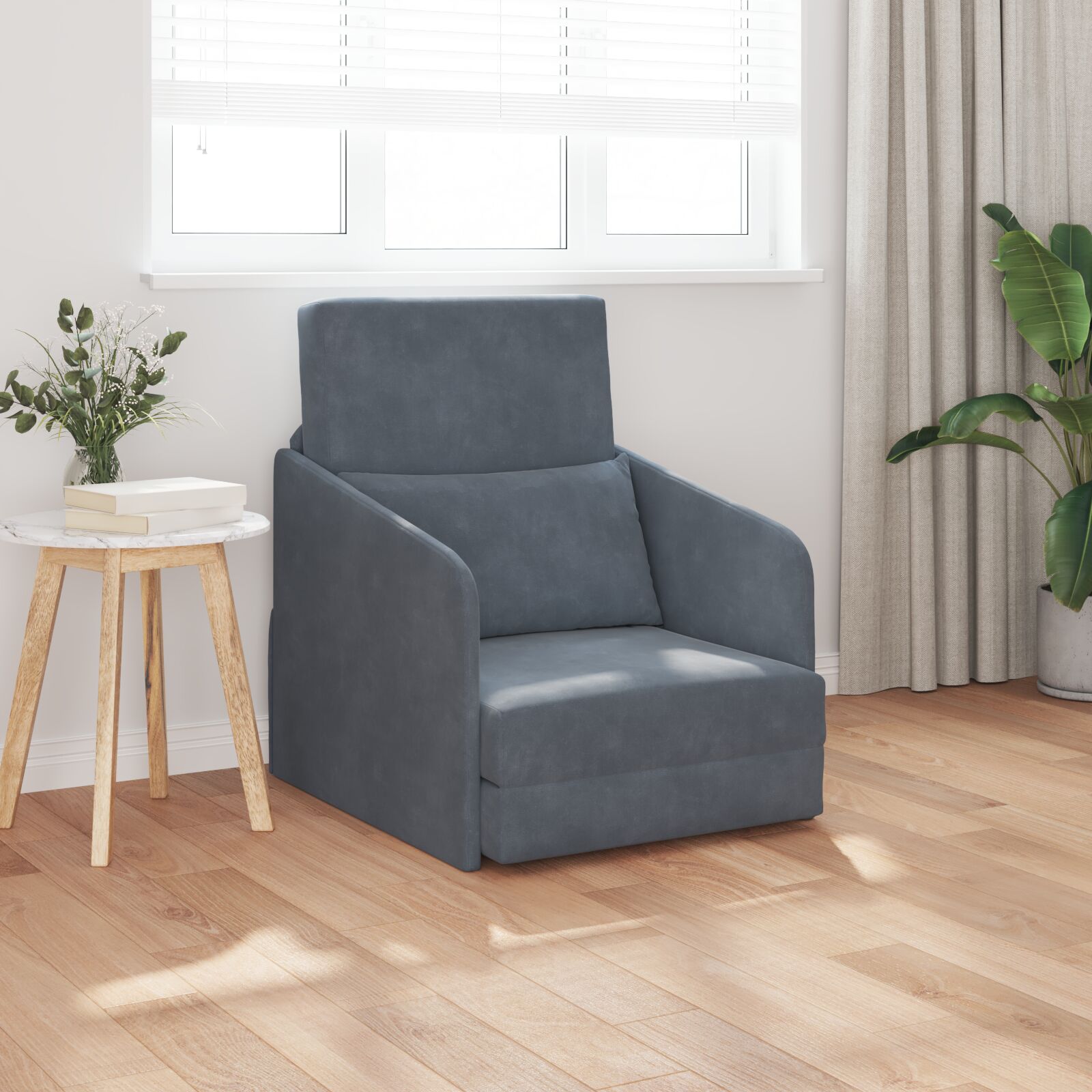 vidaXL sofa krevet 2-u-1 tamno siva 65x80x83 cm baršun