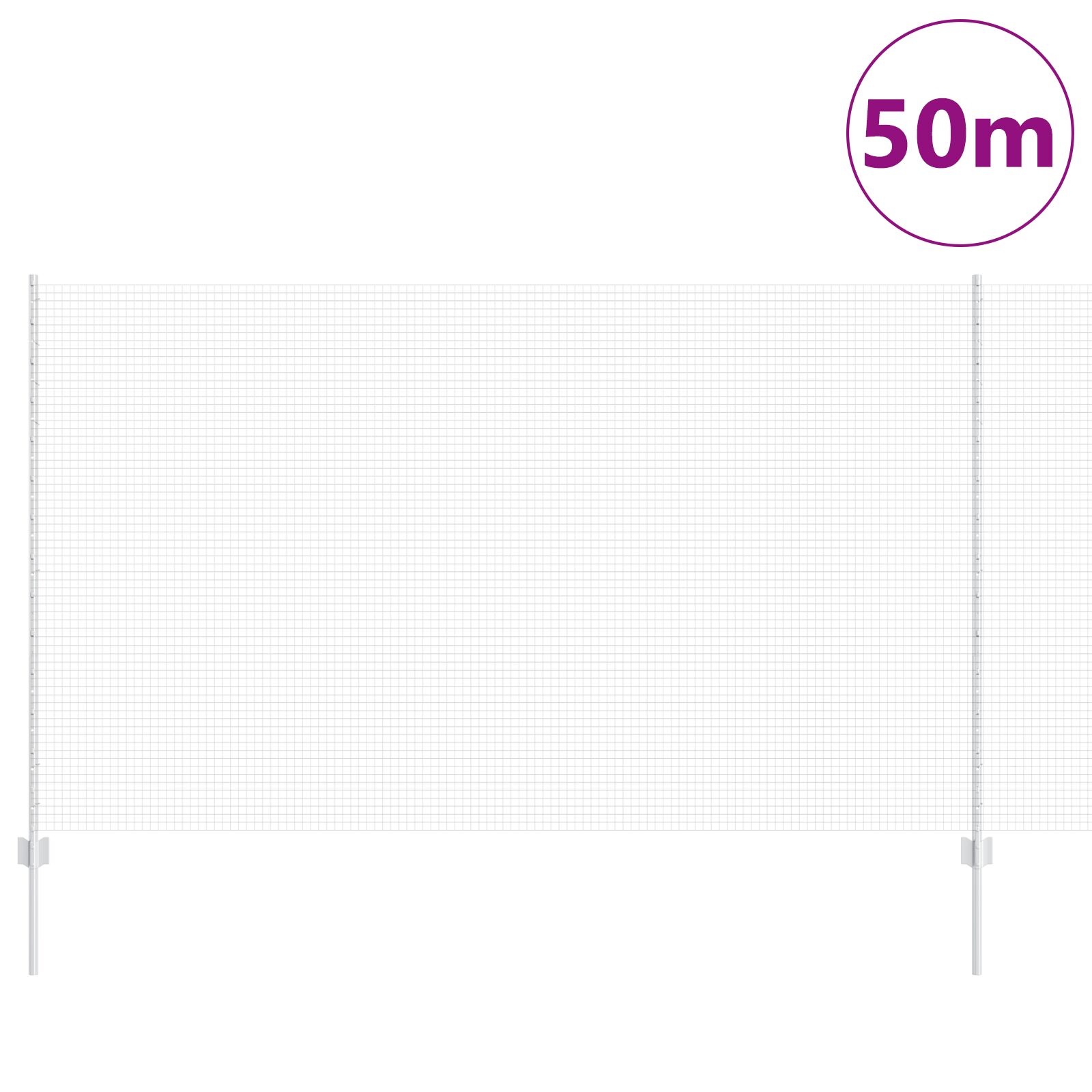 vidaXL zavarena žičana ograda s 44 U postova Srebrna 1.4x50 m čelik