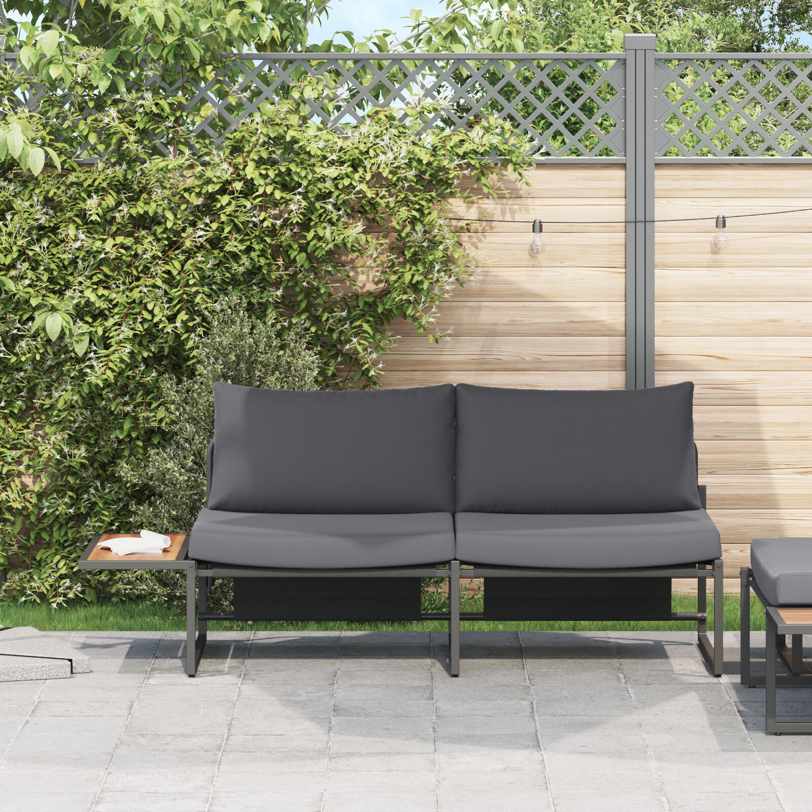 vidaXL Anthrazit Metall Viele Sitzplätze Outdoor Sofa Rechteckig