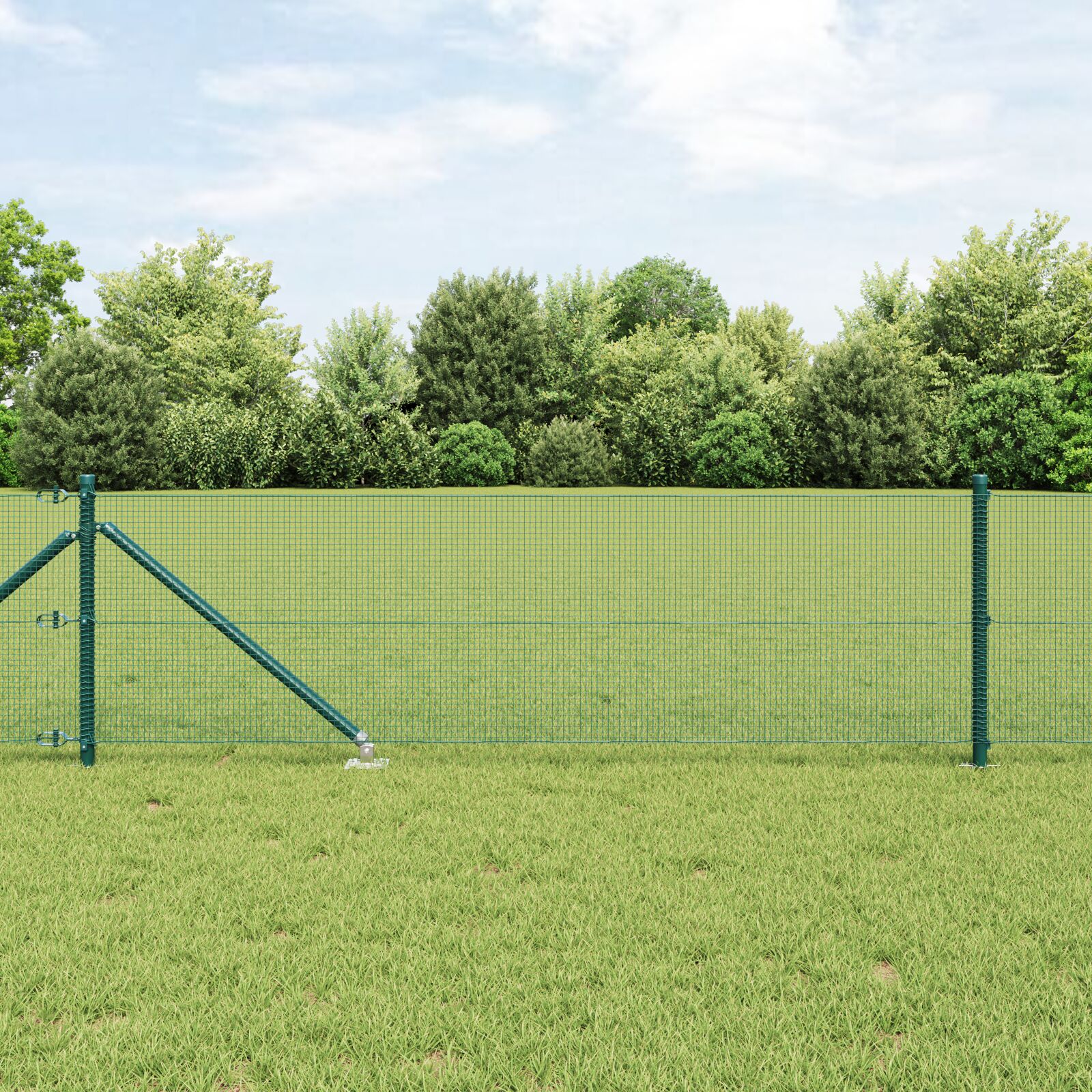 vidaXL Zavarena Žičana Ograda sa 13 Raskrsnica Zelena 0.6x25 m Čelik
