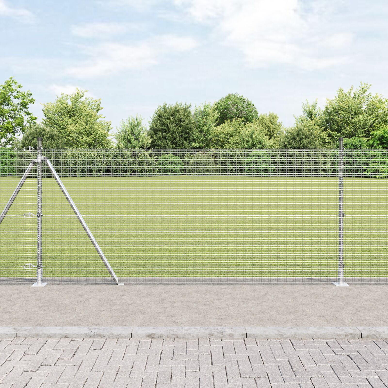 vidaXL zavarena žičana ograda s 13 flanged stubova 0.8x25 m pocinčani čelik