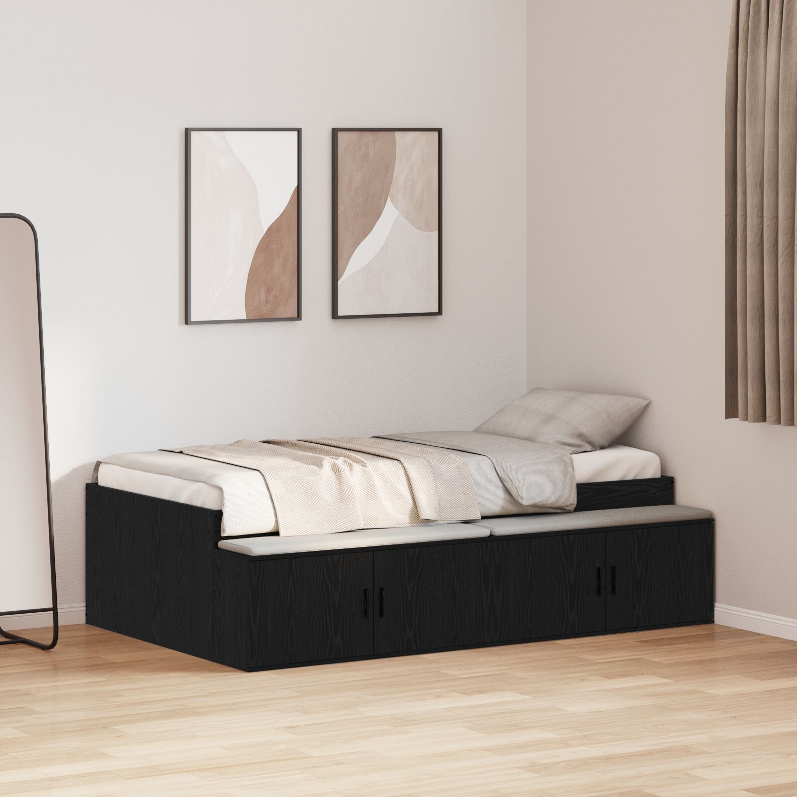 Salvestusvoodi Raam Must Tamme 75x190 cm