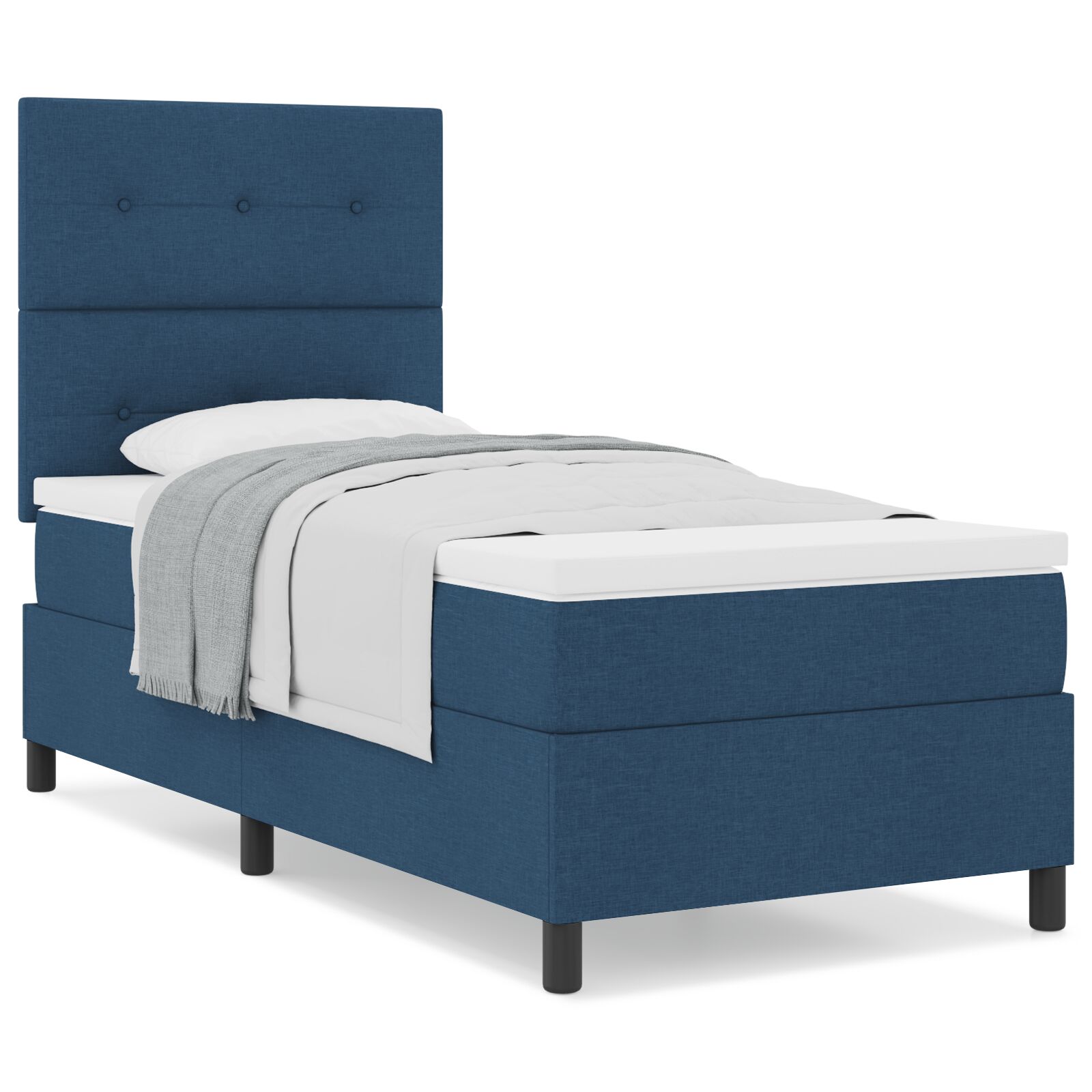 Box spring ágy matraccal kék 100x200 cm szövet 
