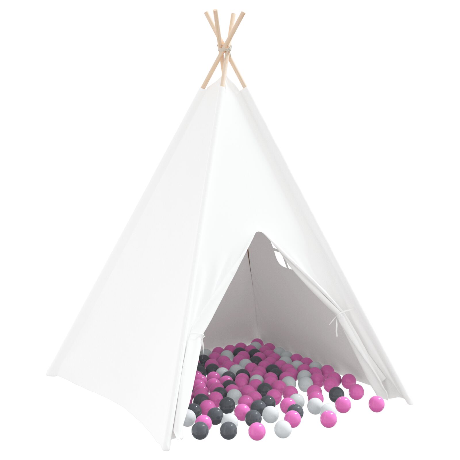 Laste teepee telk koos kotiga Peach & mängupallid Valge